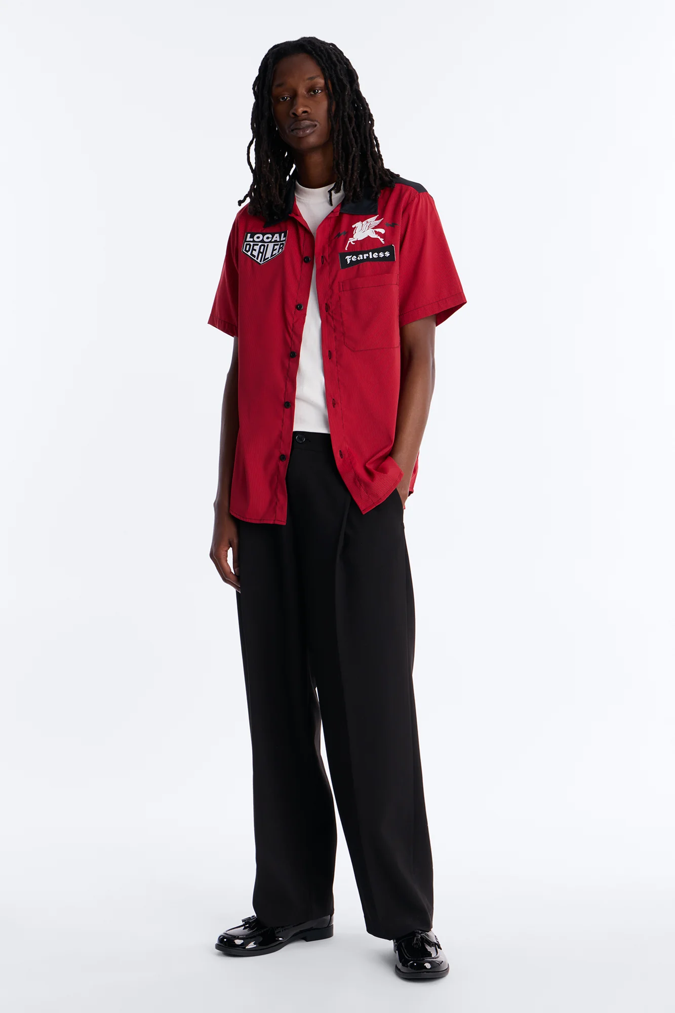 Local Dealer Striped Button Up Shirt - Red - Image 2