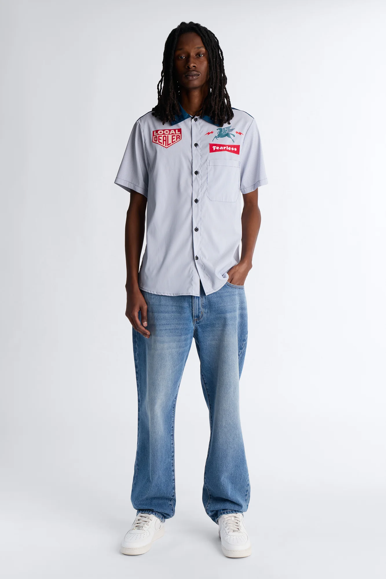 Local Dealer Striped Button Up Shirt - White - Image 2