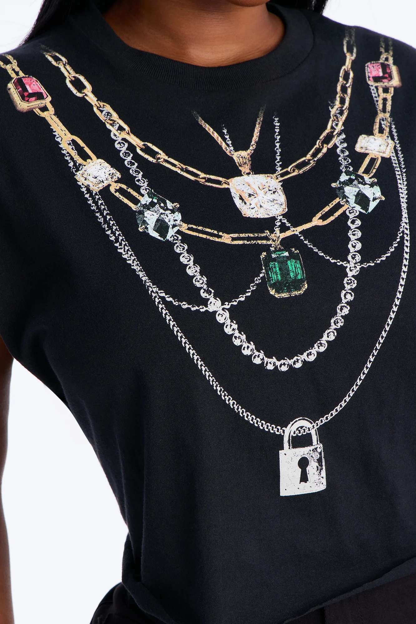 Lock It Up Chain Muscle Tee - Black - Image 7
