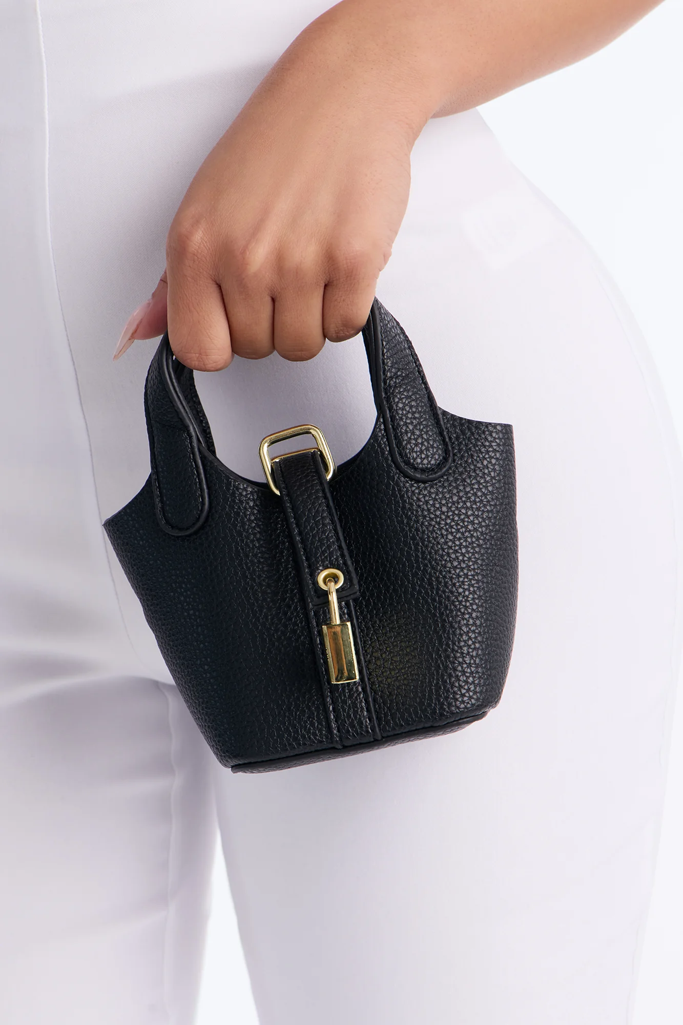 Lock Your Heart Faux Leather Mini Satchel - Black