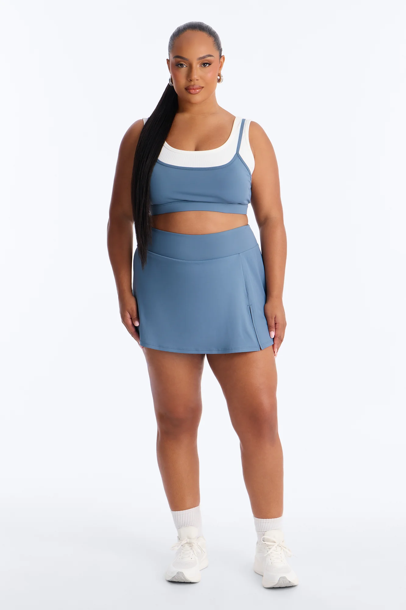 Lola Active Layered Sports Bra Skirt Set - Slate Blue - Image 6