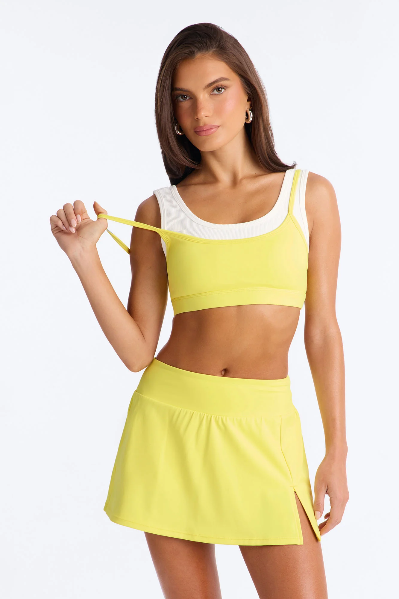 Lola Active Layered Sports Bra Skirt Set - Yellow