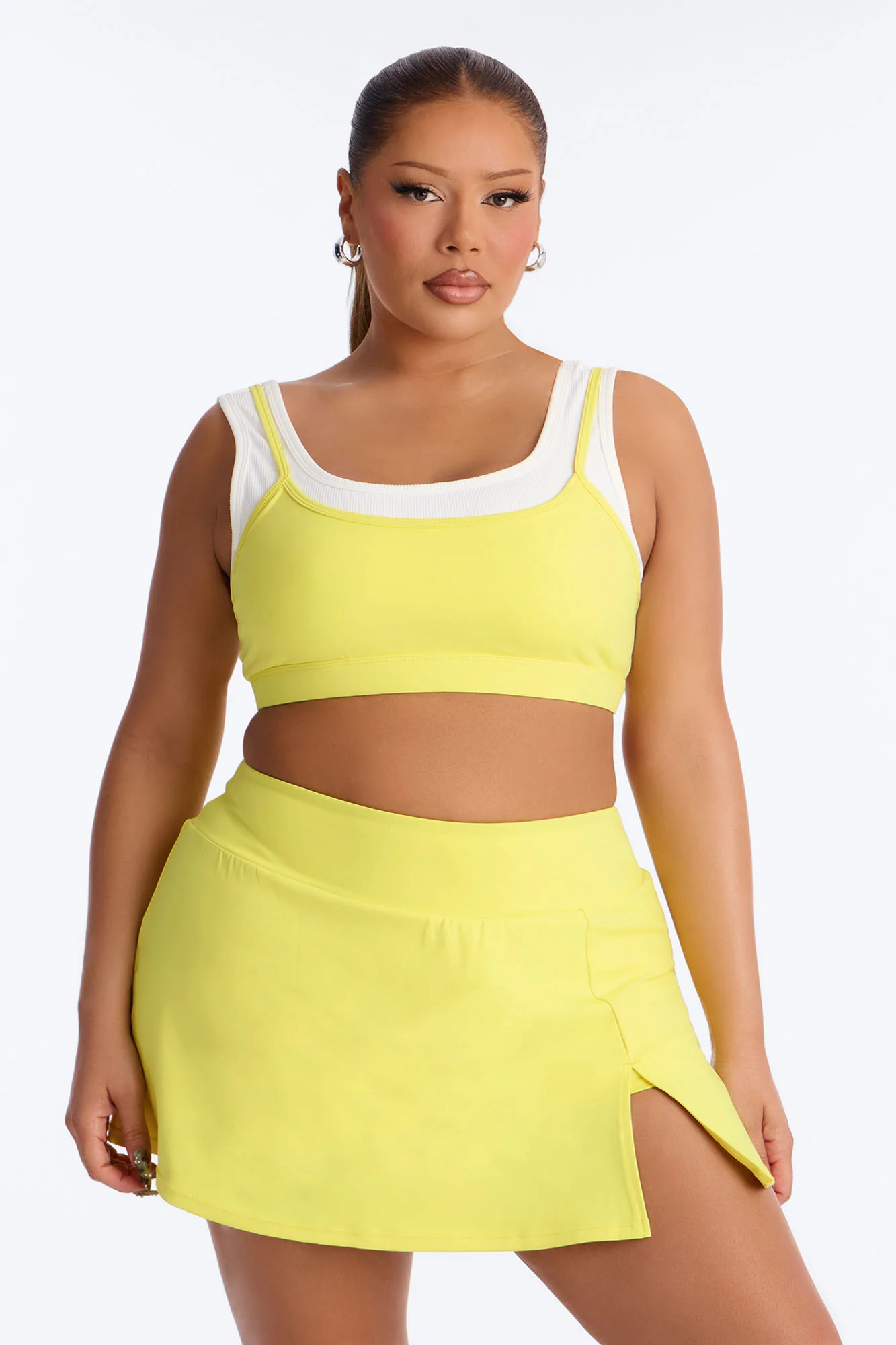 Lola Active Layered Sports Bra Skirt Set - Yellow - Image 5