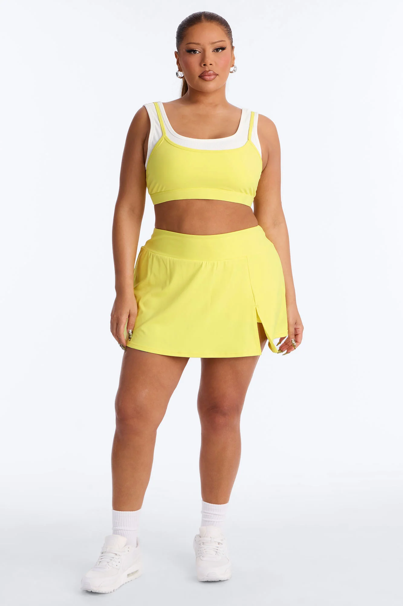 Lola Active Layered Sports Bra Skirt Set - Yellow - Image 6