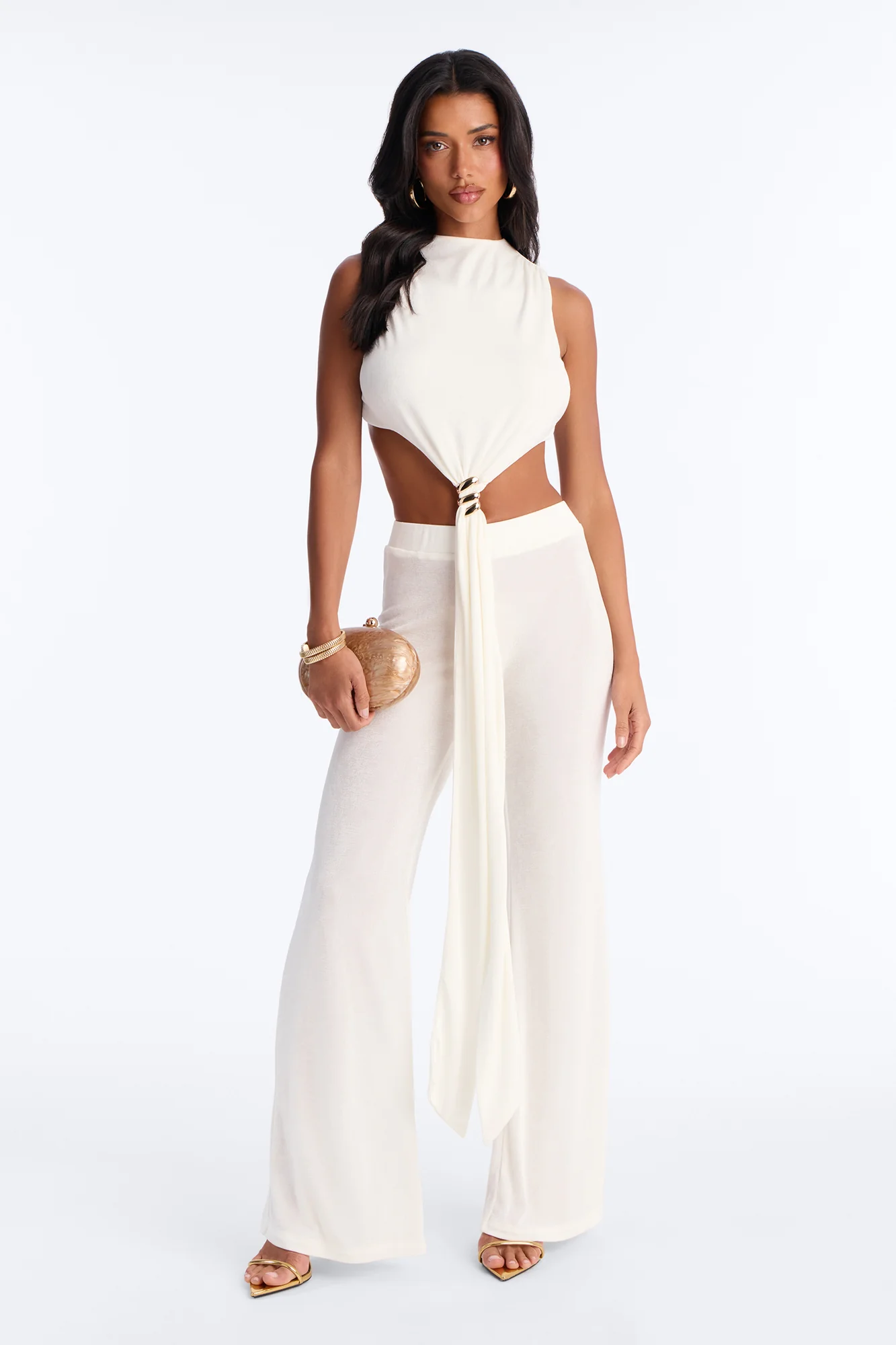 Lola Mykonos Backless Pant Set - White