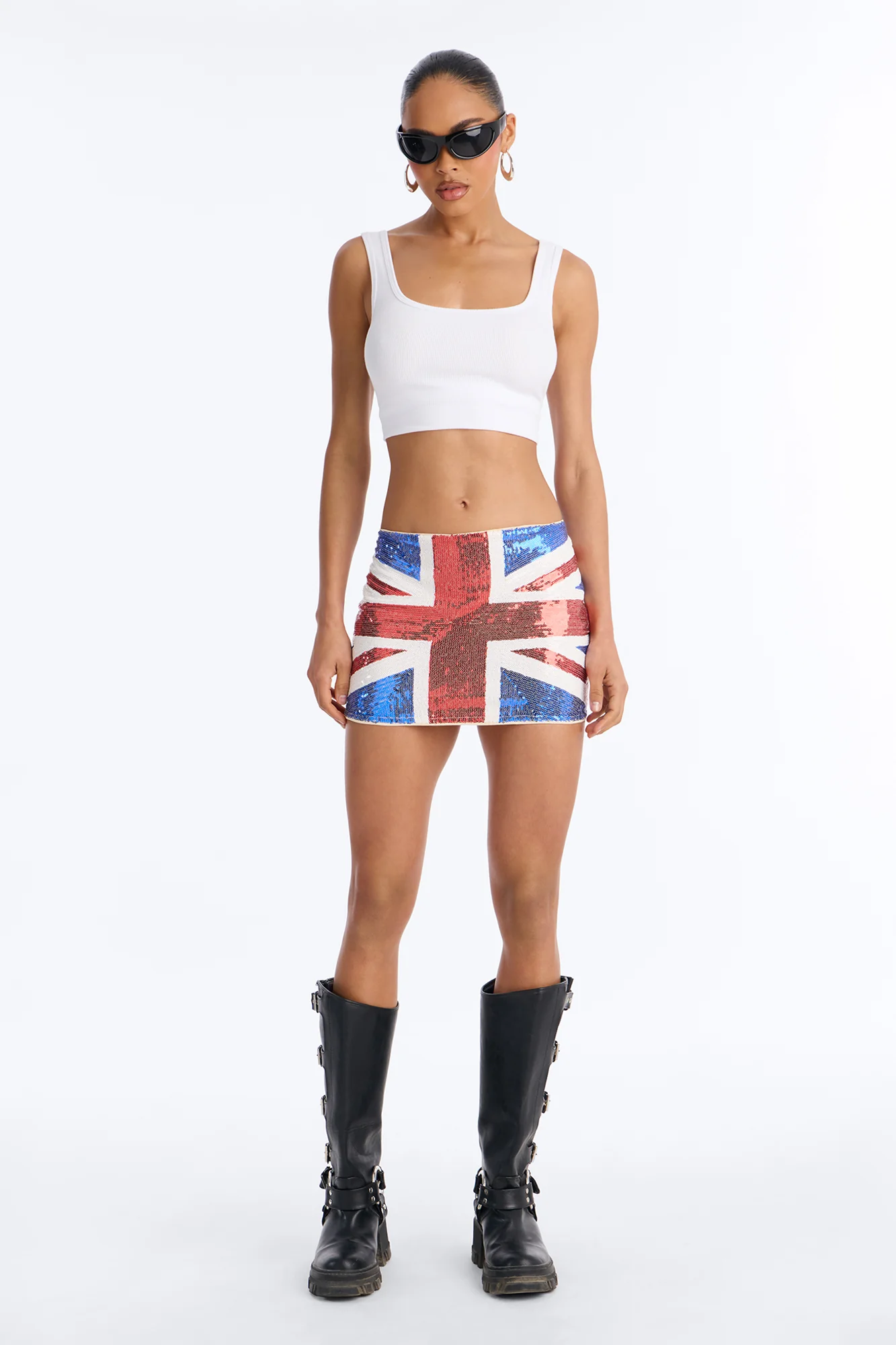 London Calling Low Rise Sequin Micro Mini Skirt - Blue/combo