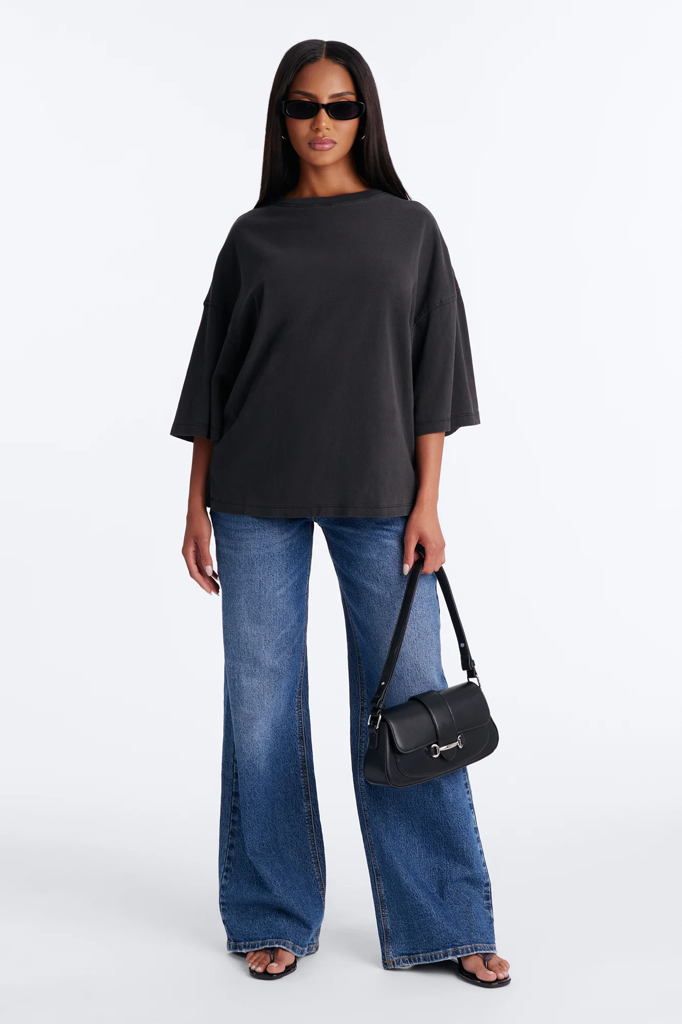 London Washed Oversized Short Sleeve T-Shirt - Black - Image 2