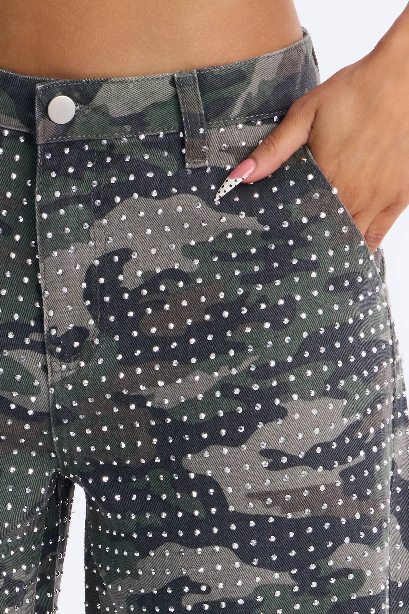 Look Don't Talk Embellished Camp Print Jogger Pant - Green/combo - Image 3
