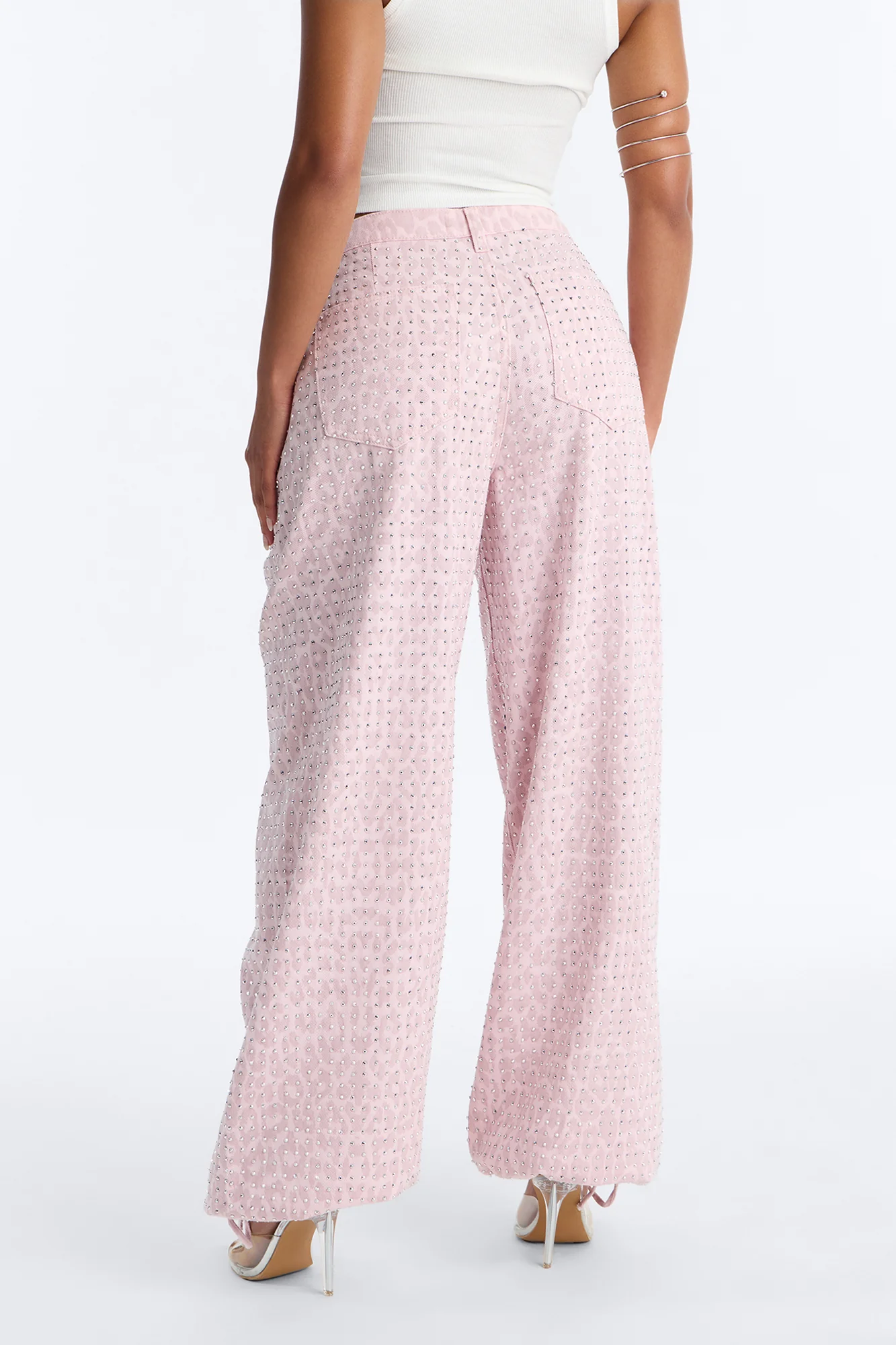 Look Don't Talk Embellished Leopard Jogger Pant - Pink - Image 4