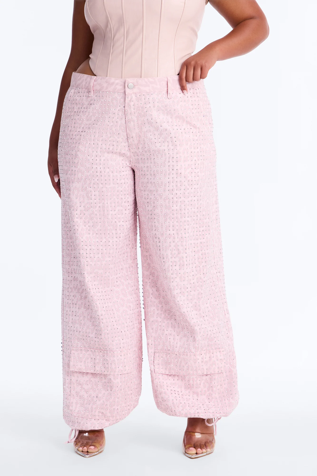 Look Don't Talk Embellished Leopard Jogger Pant - Pink - Image 6
