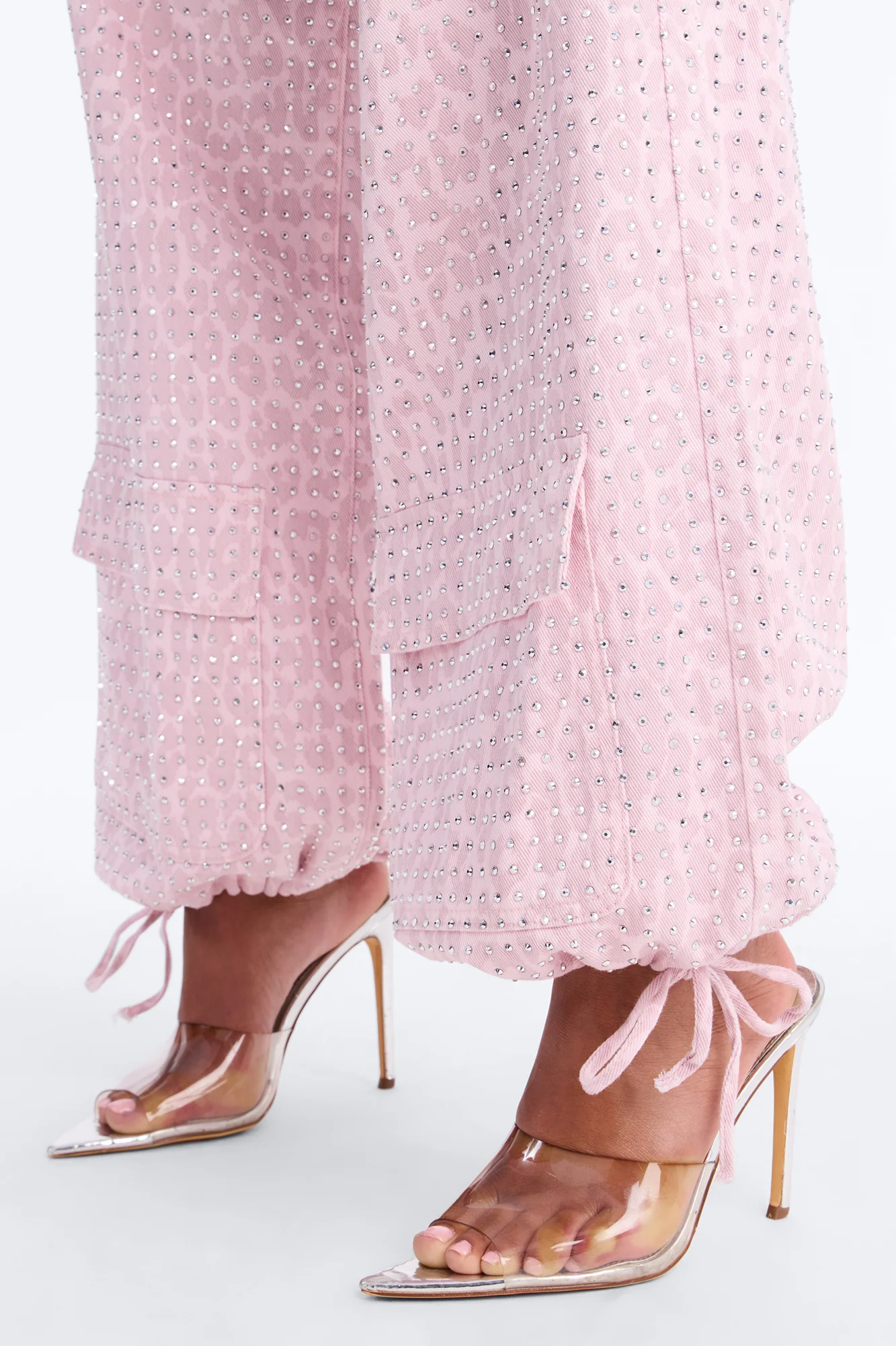 Look Don't Talk Embellished Leopard Jogger Pant - Pink - Image 7