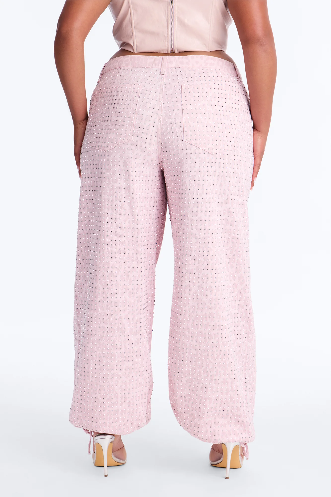 Look Don't Talk Embellished Leopard Jogger Pant - Pink - Image 8