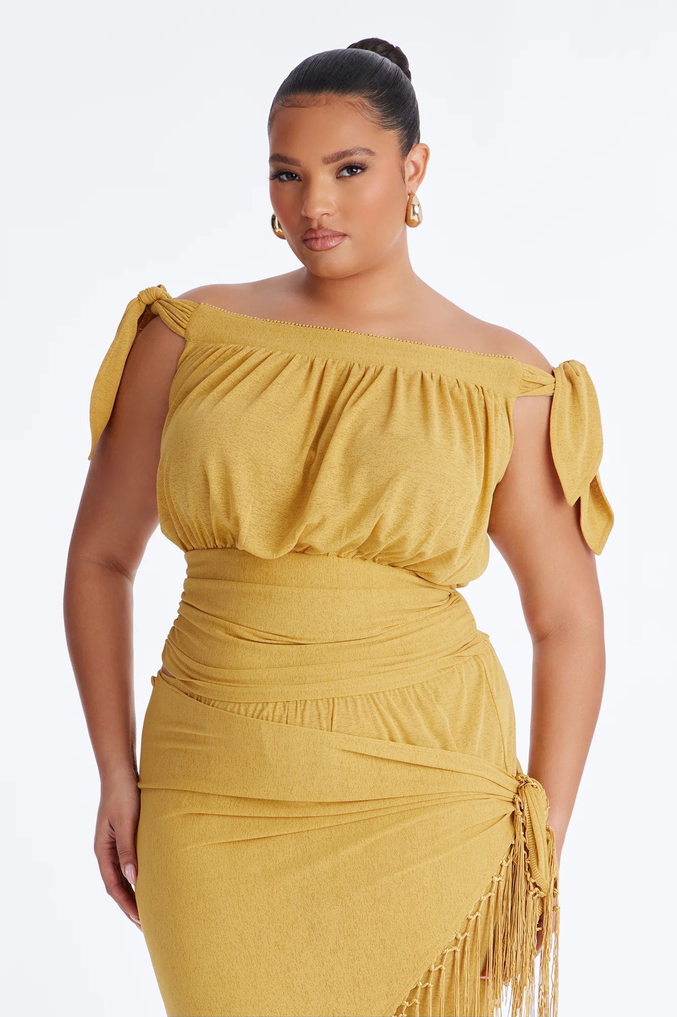 Lorraina 3 Piece Scarf Pant Set - Mustard - Image 6