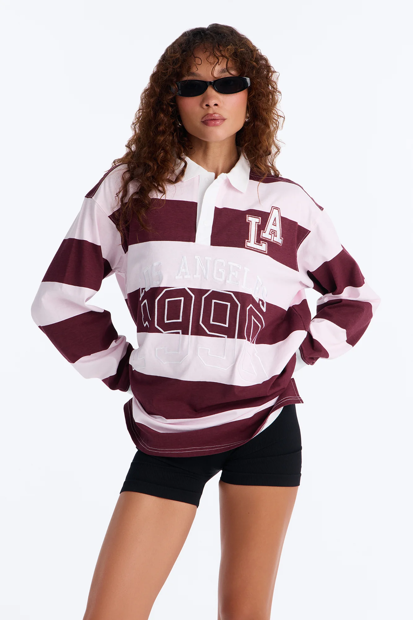 Los Angeles 1998 Striped Polo - Burgundy/combo - Image 2