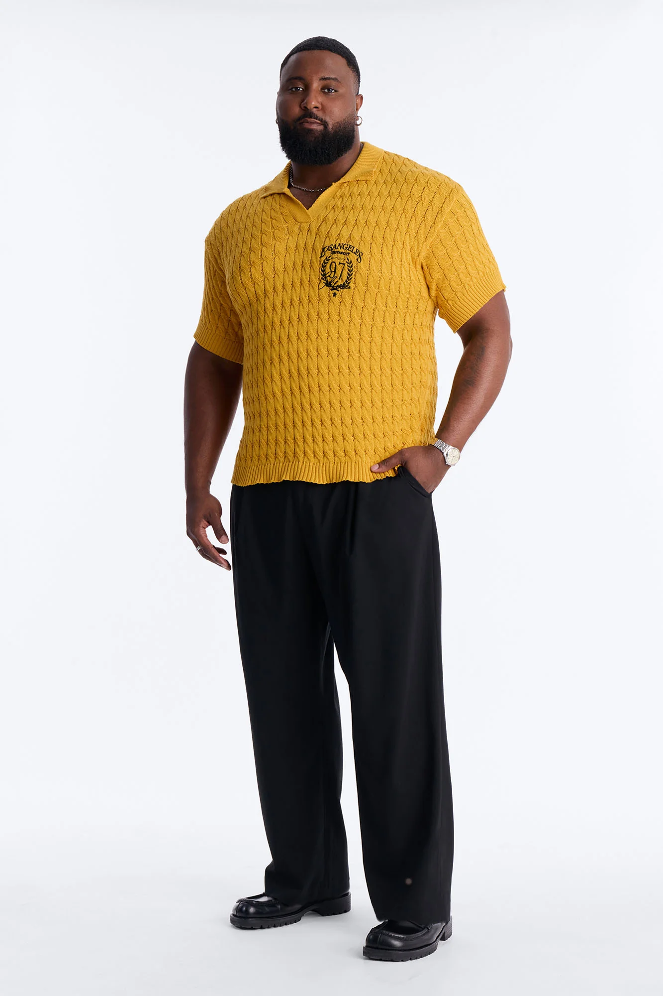 Los Angeles 97 Short Sleeve Knit Johnny Polo - Rust - Image 6