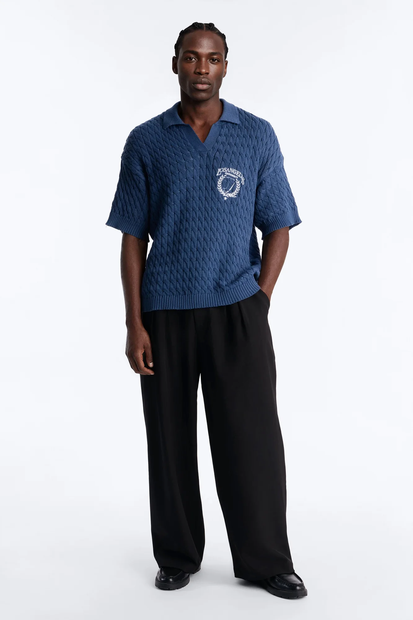 Los Angeles 97 Short Sleeve Knit Johnny Polo - Slate Blue - Image 2