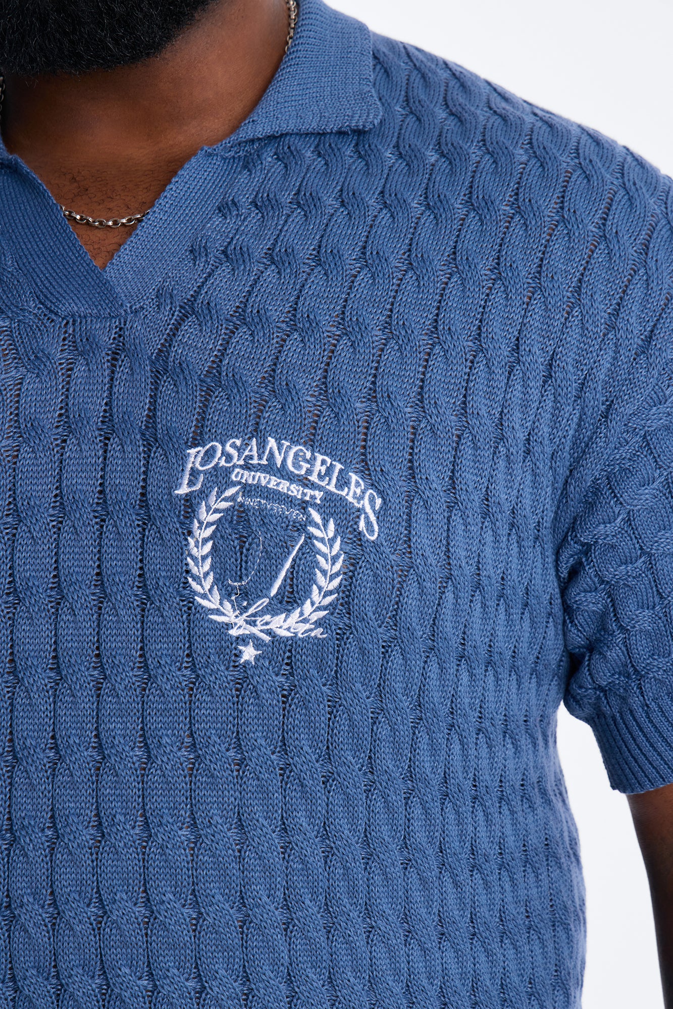 Los Angeles 97 Short Sleeve Knit Johnny Polo - Slate Blue - Image 7