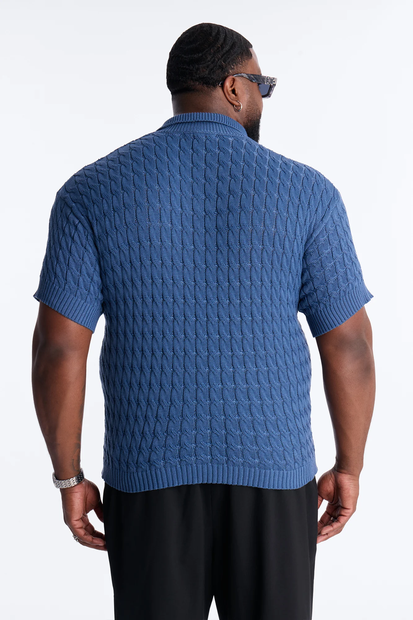 Los Angeles 97 Short Sleeve Knit Johnny Polo - Slate Blue - Image 8