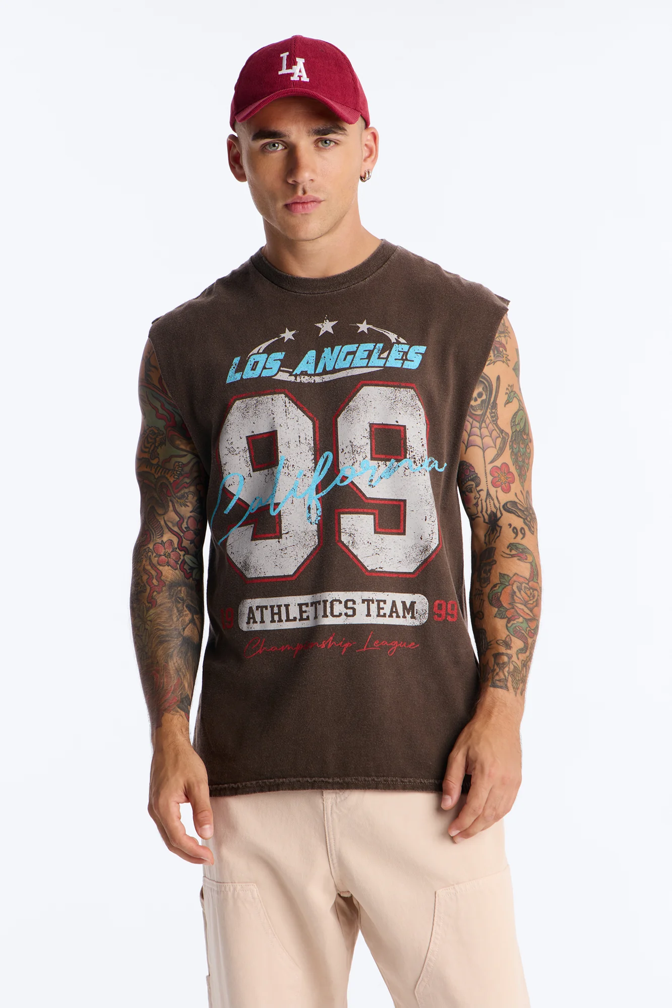 Los Angeles 99 Muscle Tee - Brown