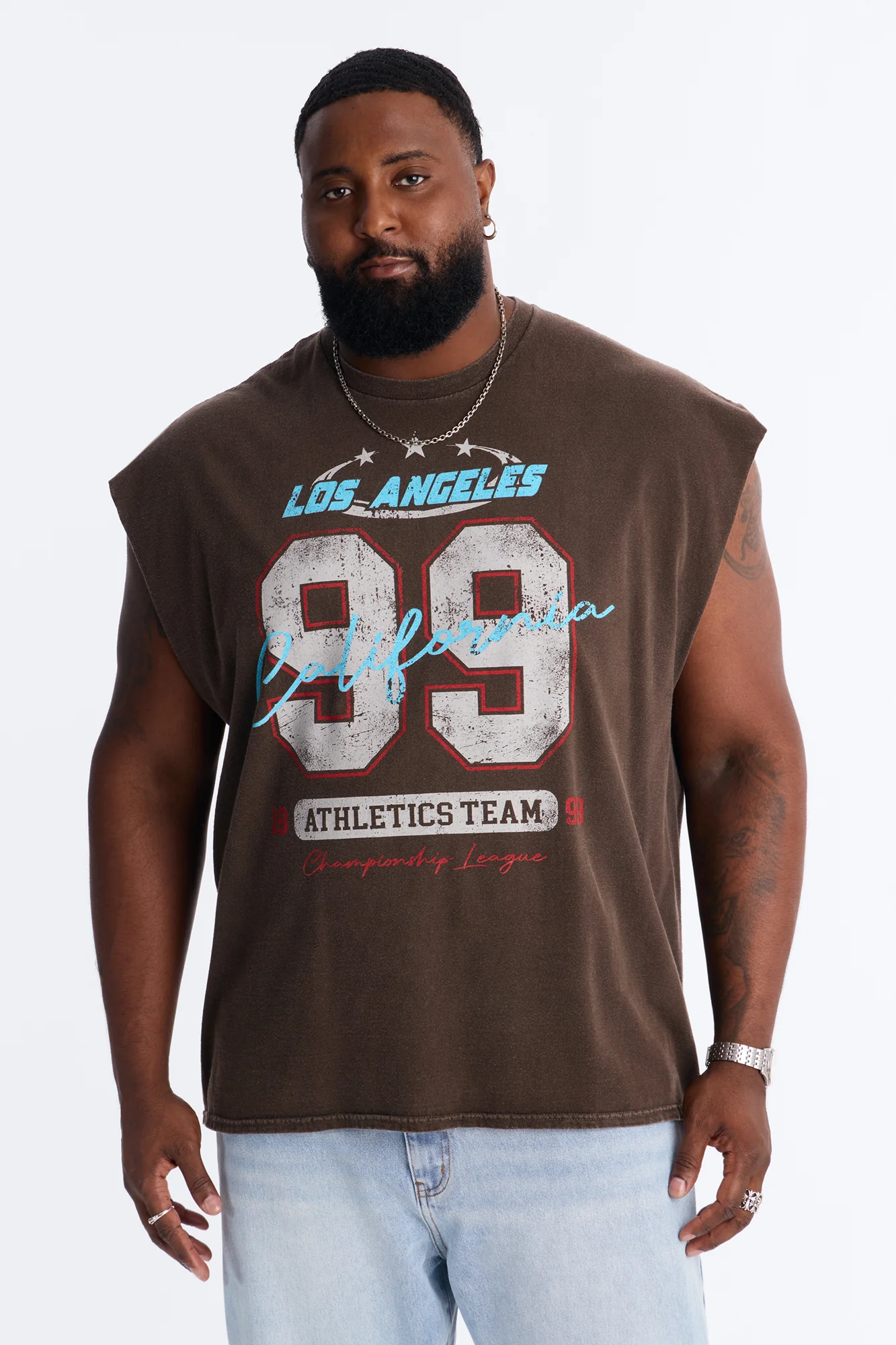 Los Angeles 99 Muscle Tee - Brown - Image 5