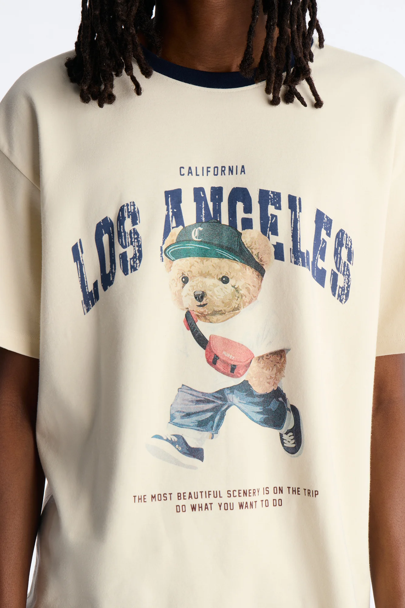 Los Angeles Bear Short Sleeve Ringer Tee - White - Image 3