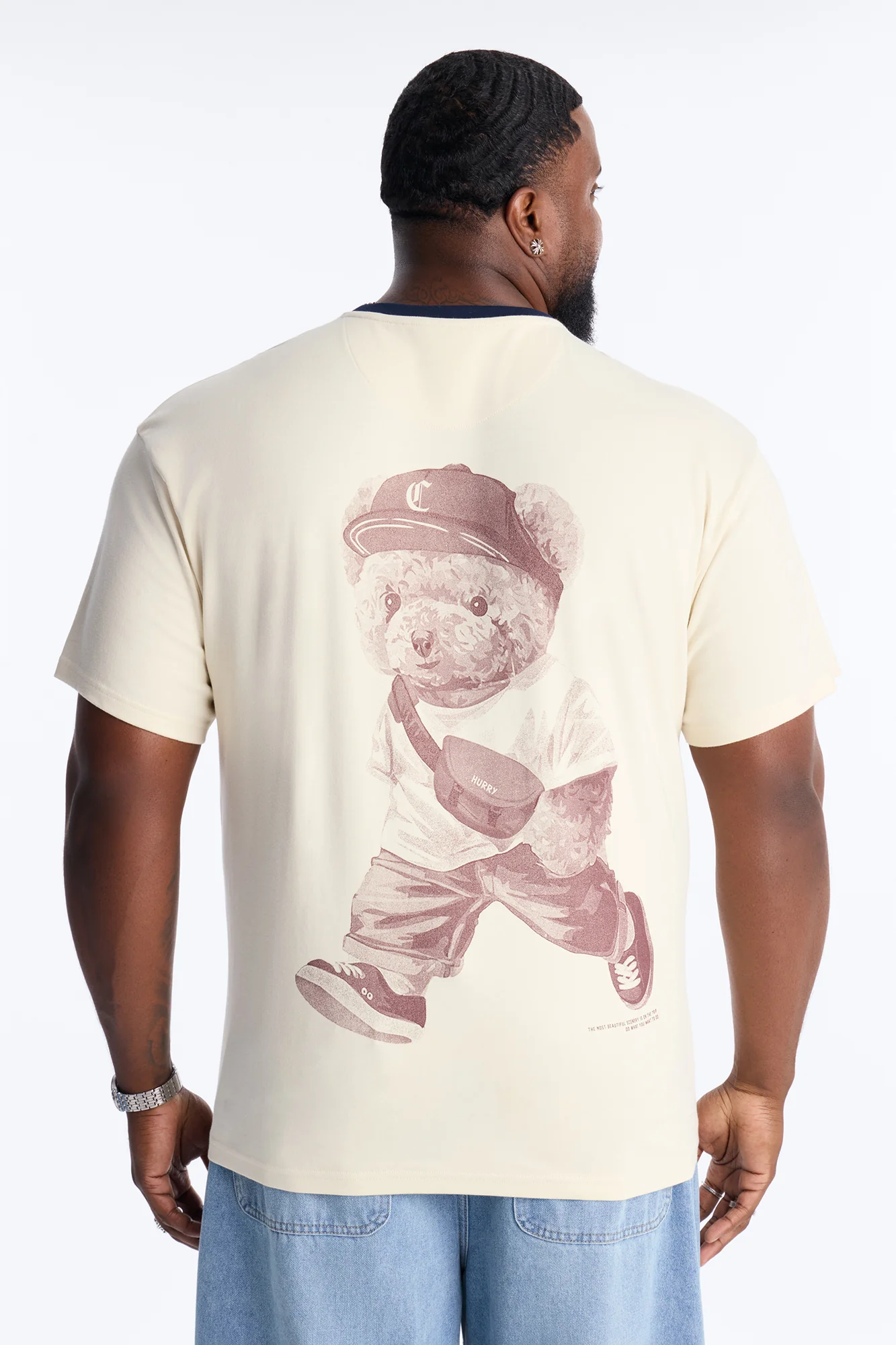 Los Angeles Bear Short Sleeve Ringer Tee - White - Image 5