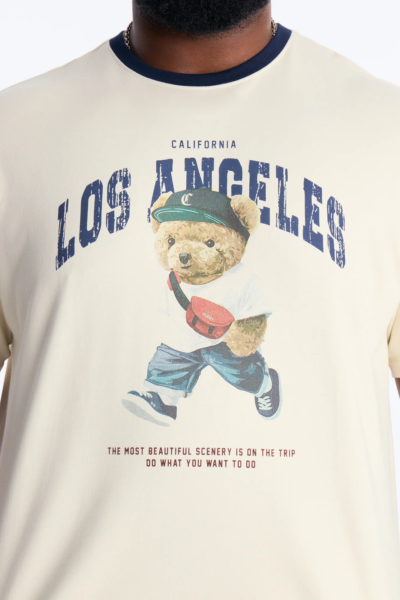 Los Angeles Bear Short Sleeve Ringer Tee - White - Image 8