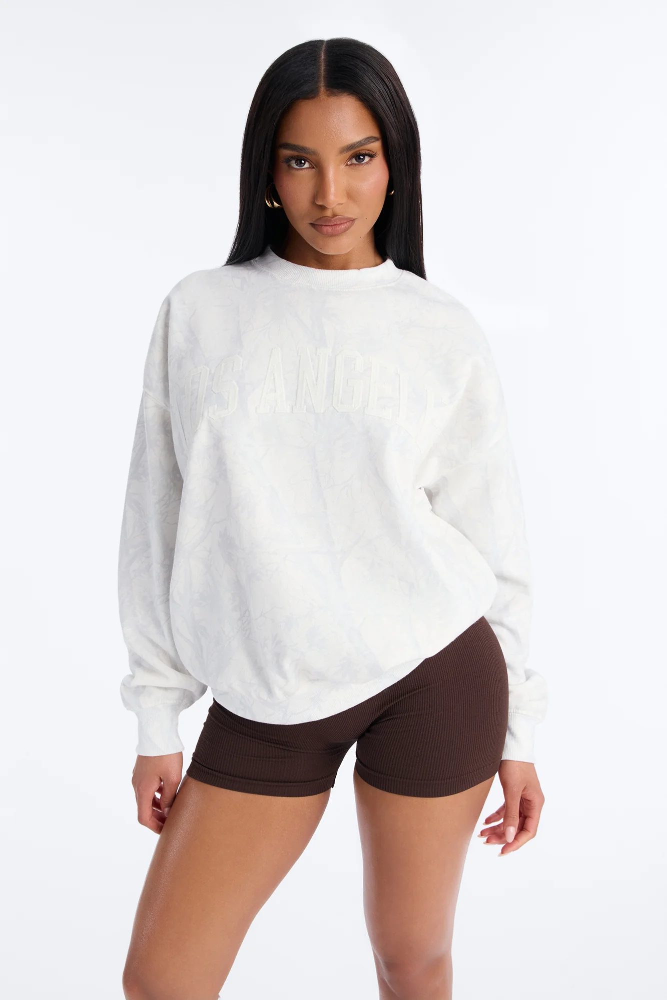 Los Angeles Camo Fleece Crew Neck Sweatshirt - White/combo