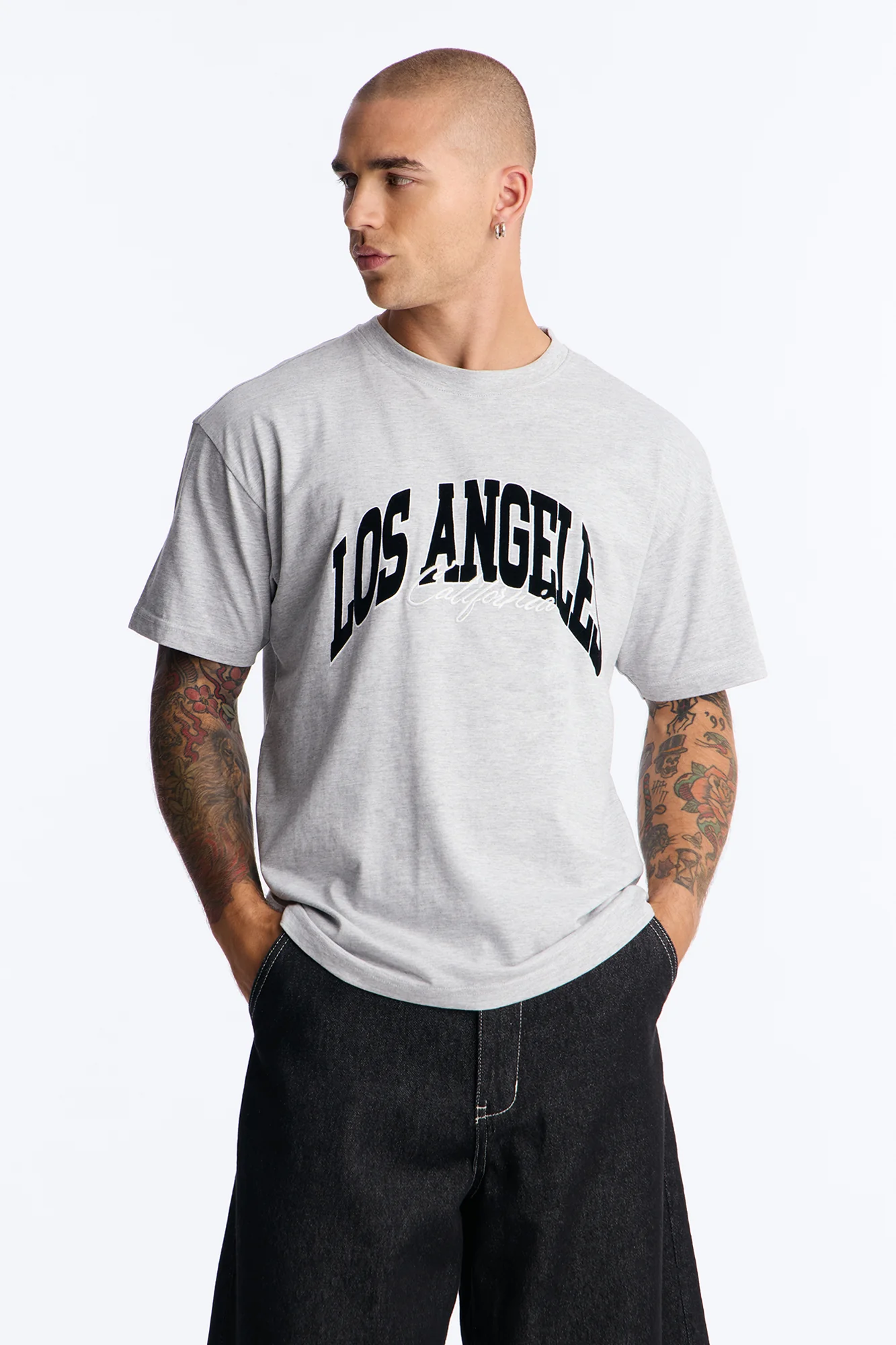 Los Angeles Flocking Short Sleeve Tee - Grey