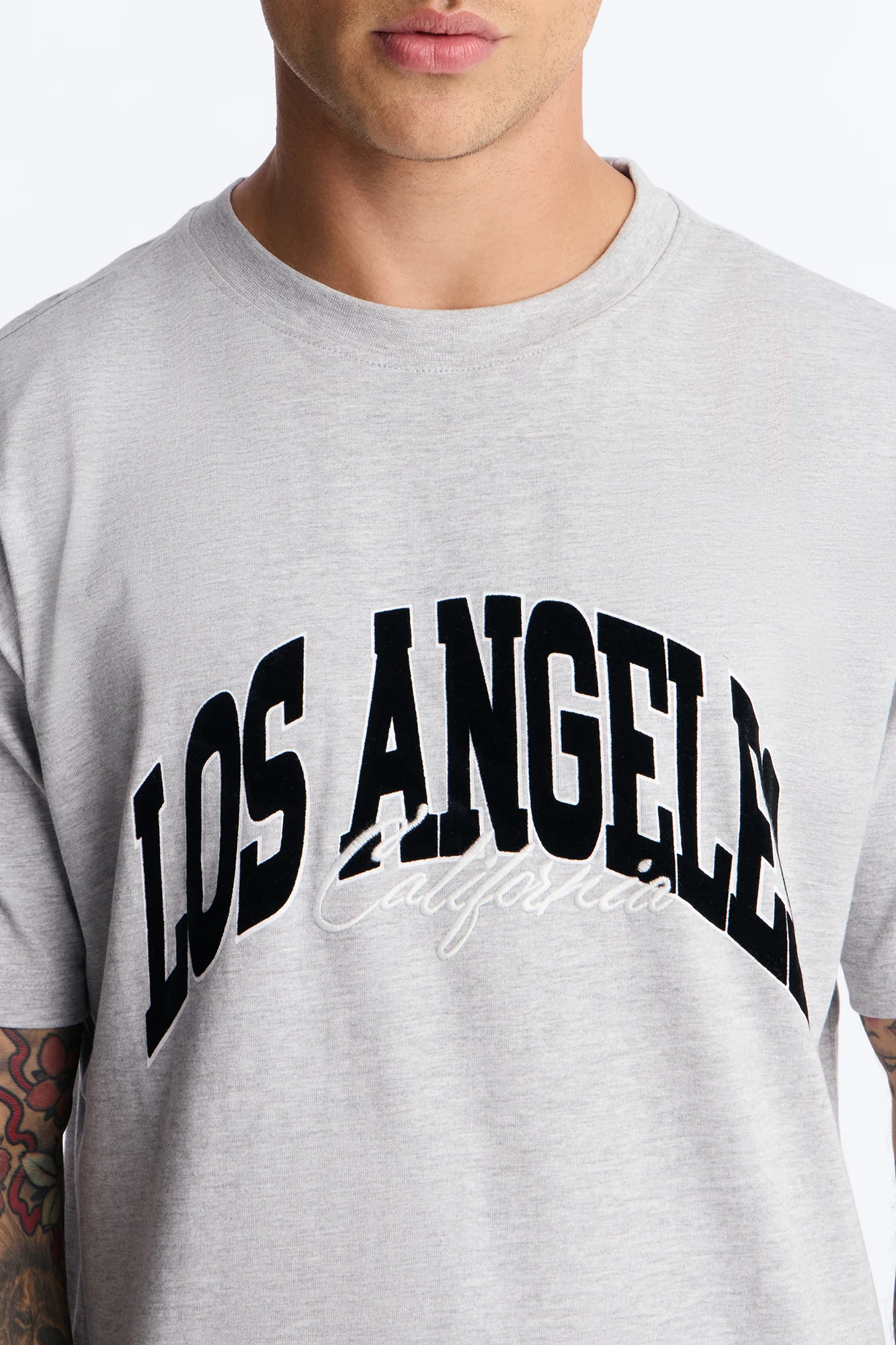 Los Angeles Flocking Short Sleeve Tee - Grey - Image 3