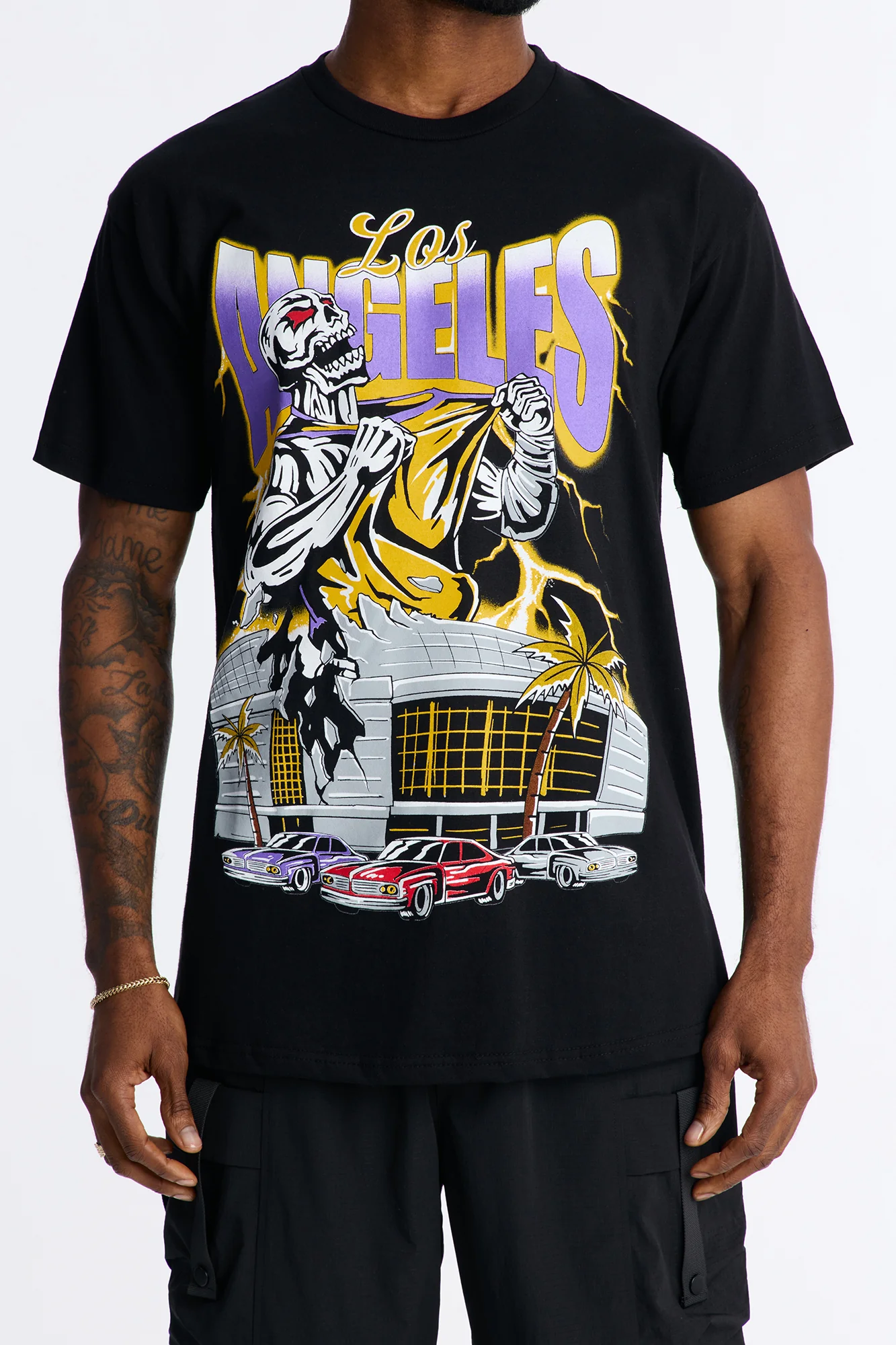 Los Angeles Skullers Oversized Short Sleeve Tee - Black - Image 3