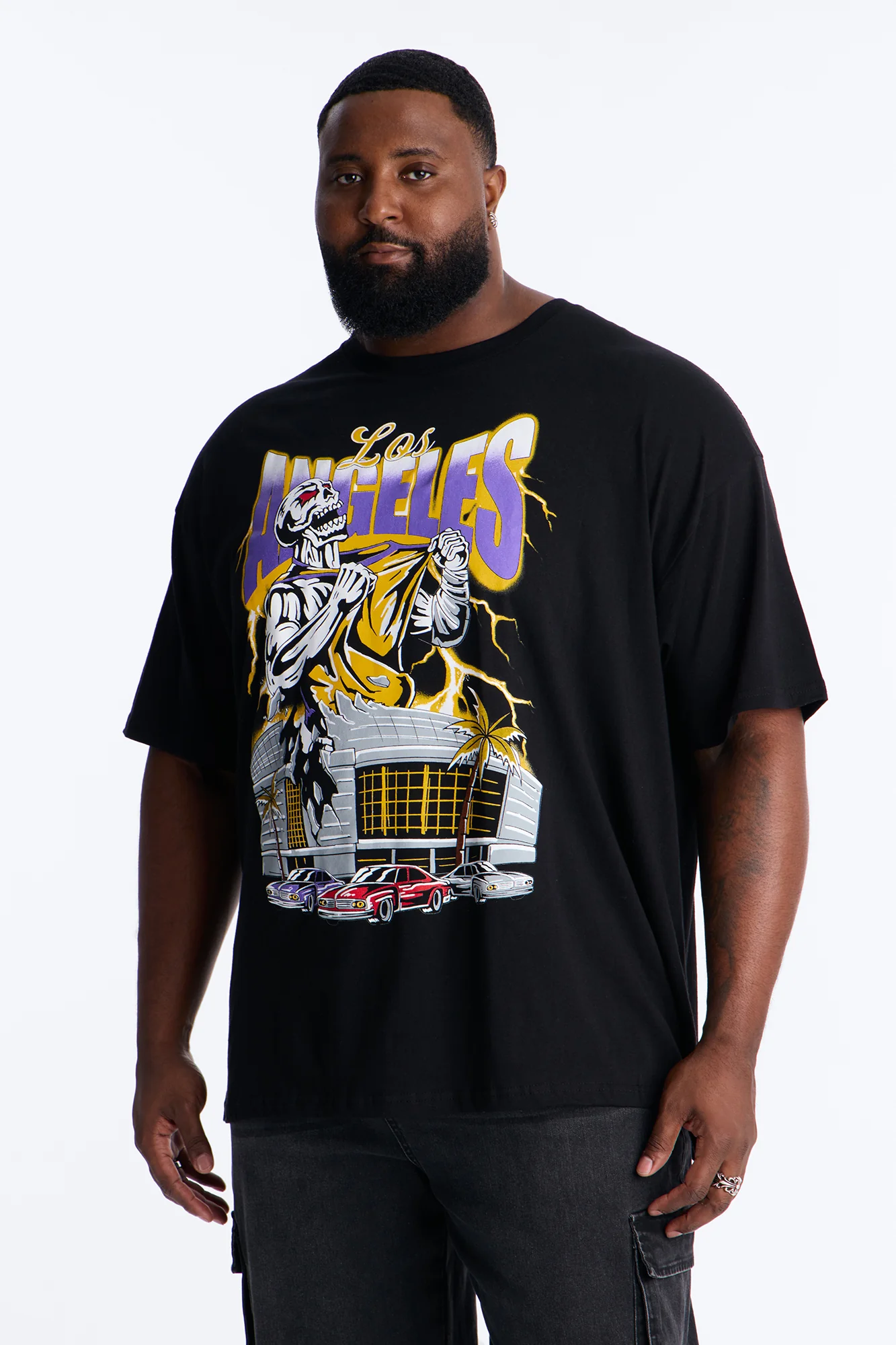 Los Angeles Skullers Oversized Short Sleeve Tee - Black - Image 4