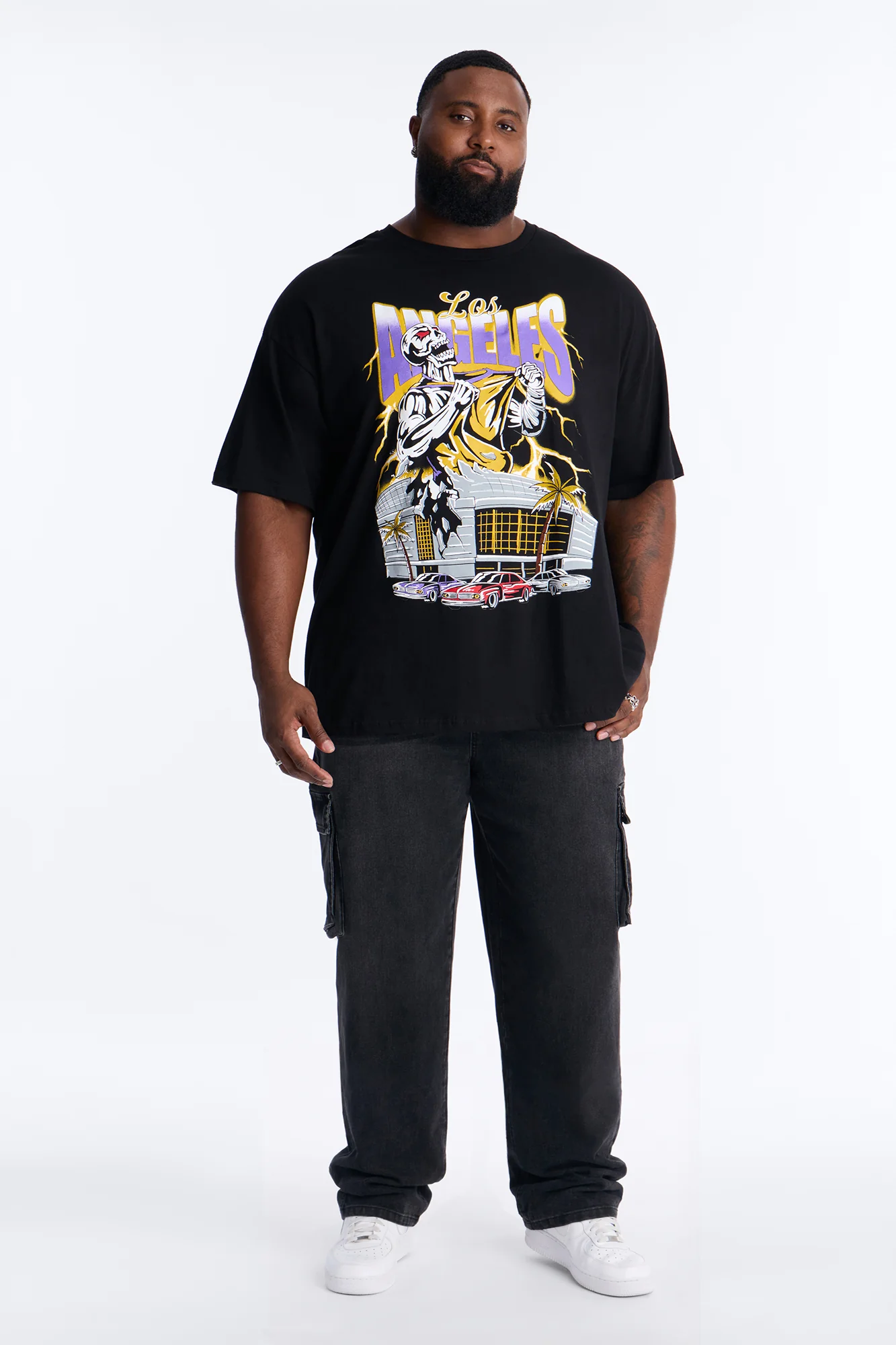 Los Angeles Skullers Oversized Short Sleeve Tee - Black - Image 5