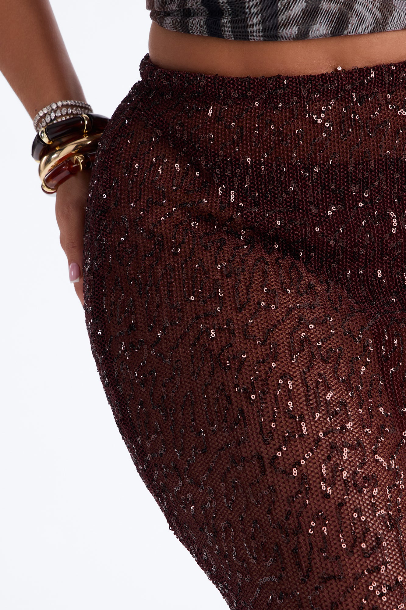 Lost In Paradise Sequin Maxi Skirt - Chocolate - Image 3