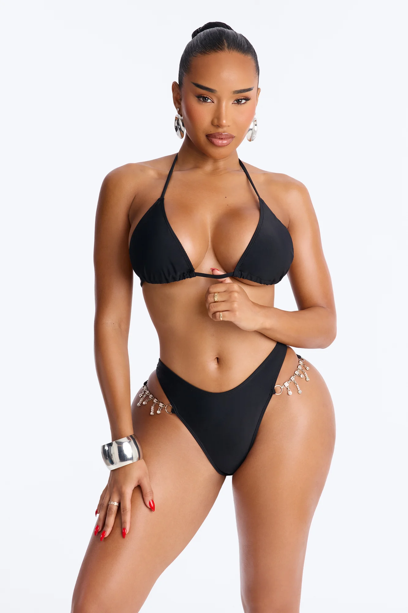 Love Chain 2 Piece Triangle Chain Bikini Set - Black
