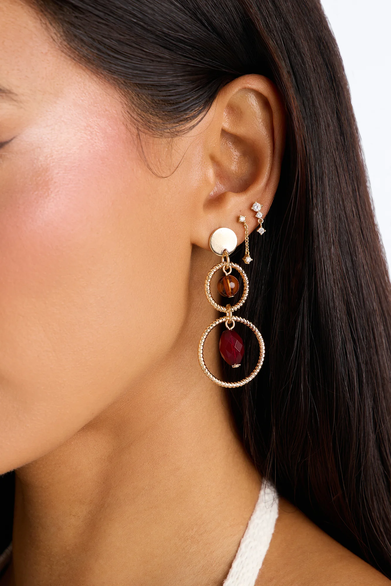 Love Is Blind Beaded Drop Earrings - Gold/combo