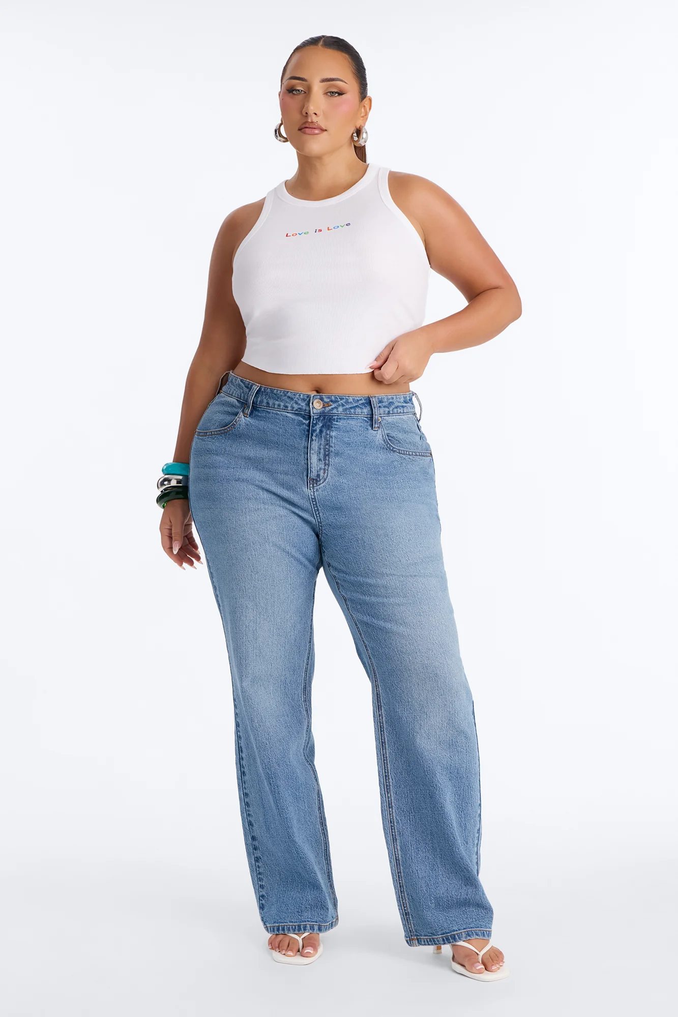 Love Is Love Cropped Rib Tank Top - White/combo - Image 6