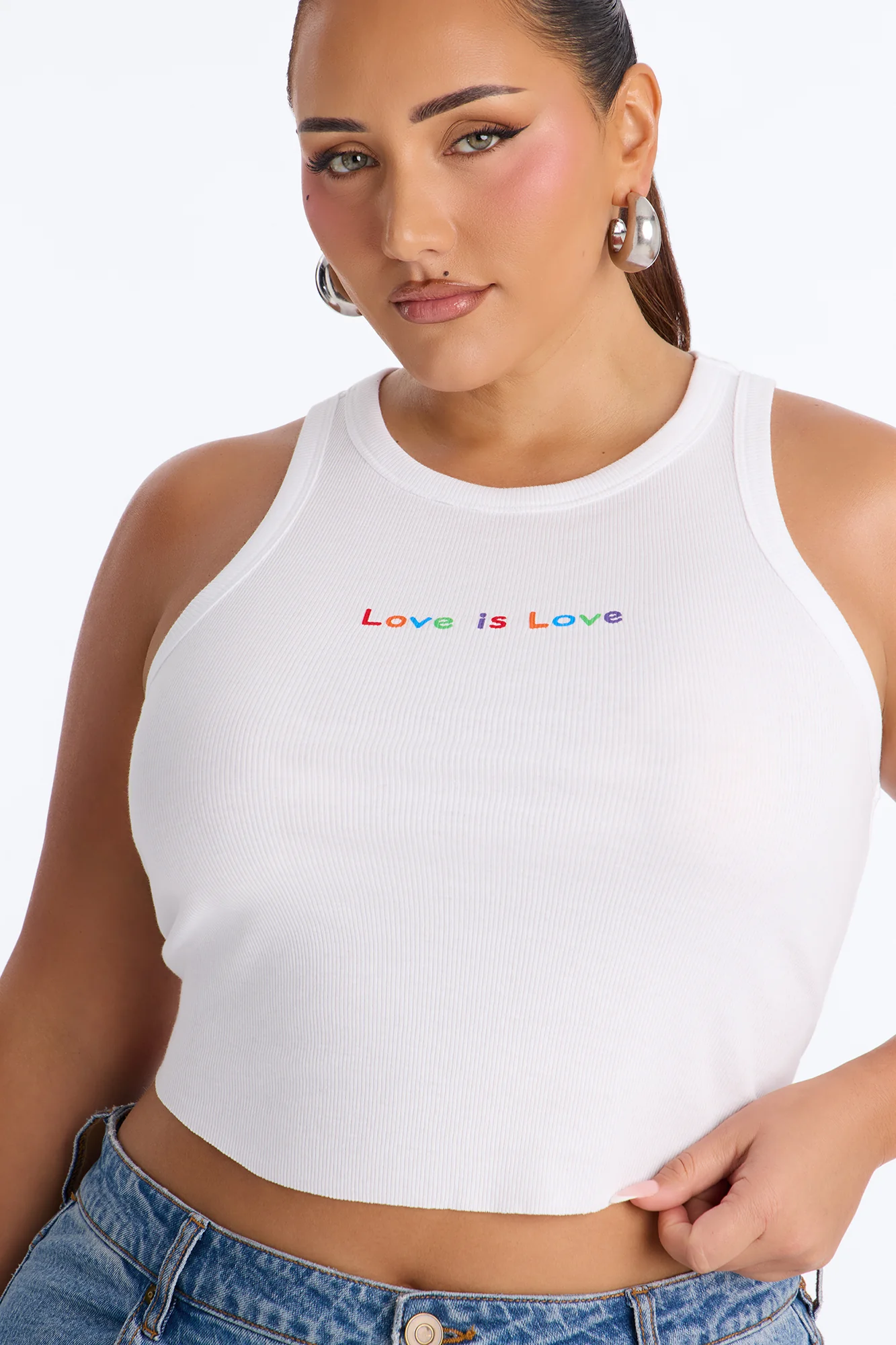Love Is Love Cropped Rib Tank Top - White/combo - Image 7