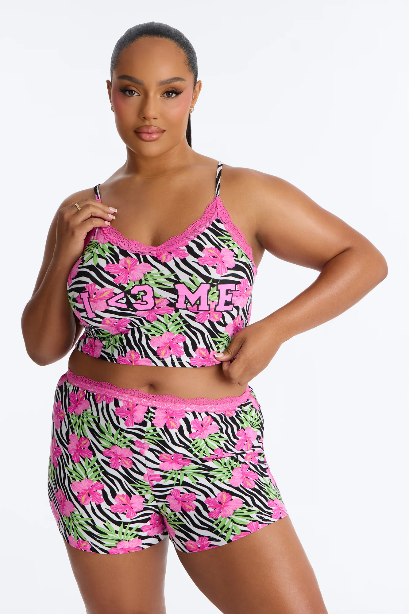 Love Me PJ Short Set - Hot Pink/combo - Image 4