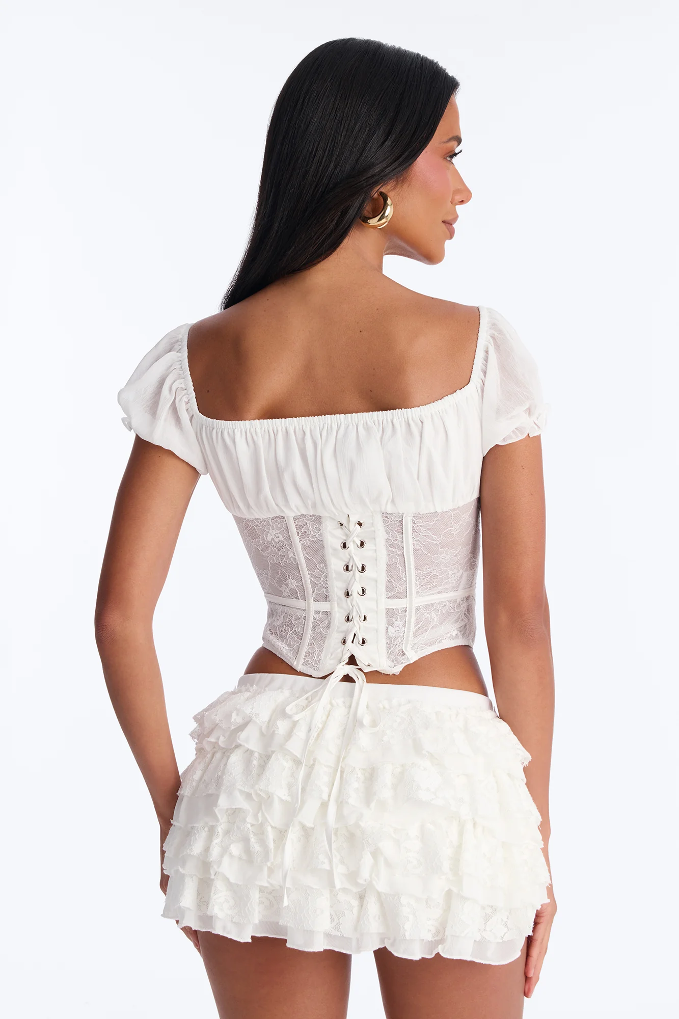 Love Me Slowly Lace Up Corset - White - Image 4