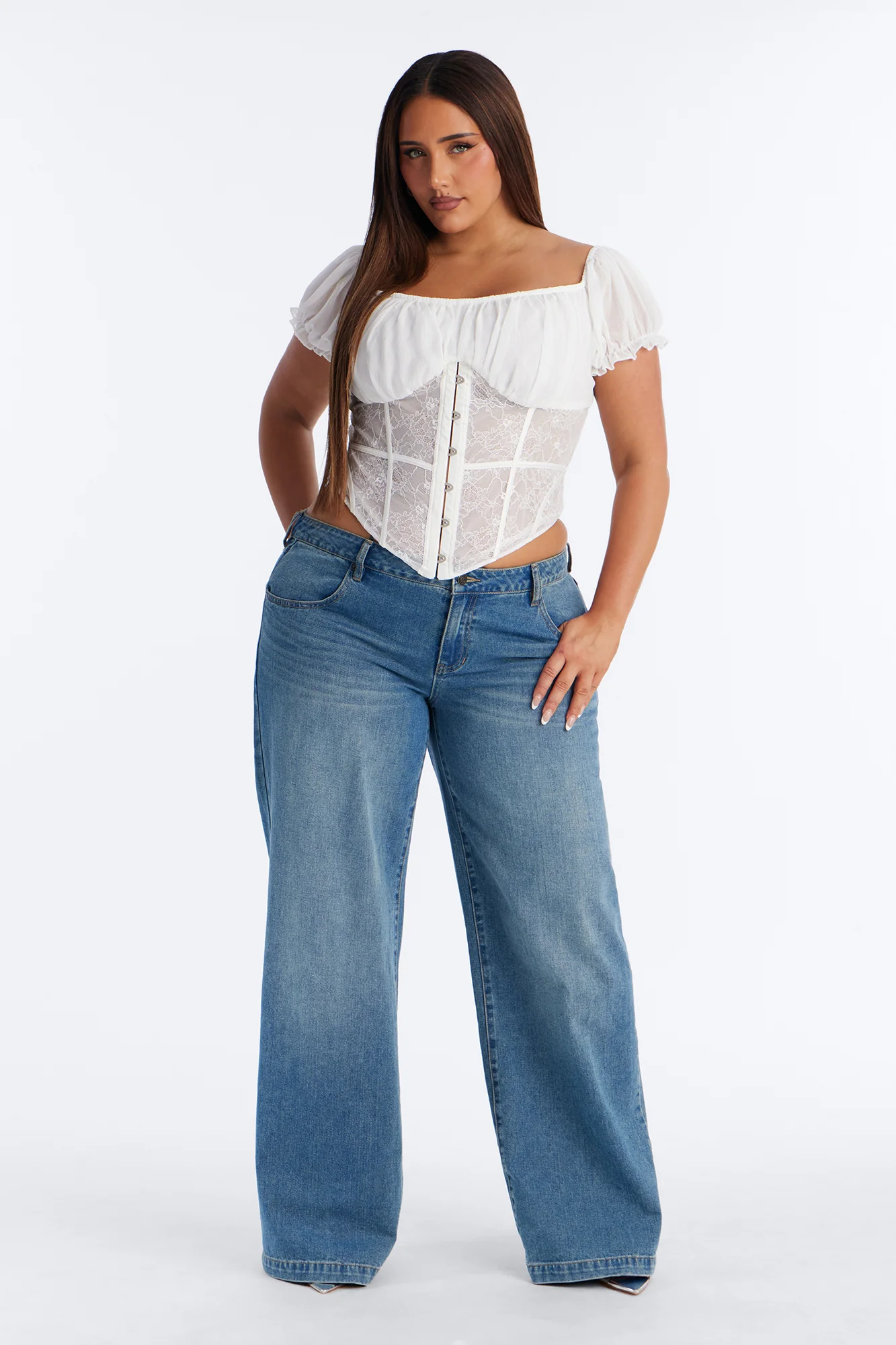 Love Me Slowly Lace Up Corset - White - Image 6