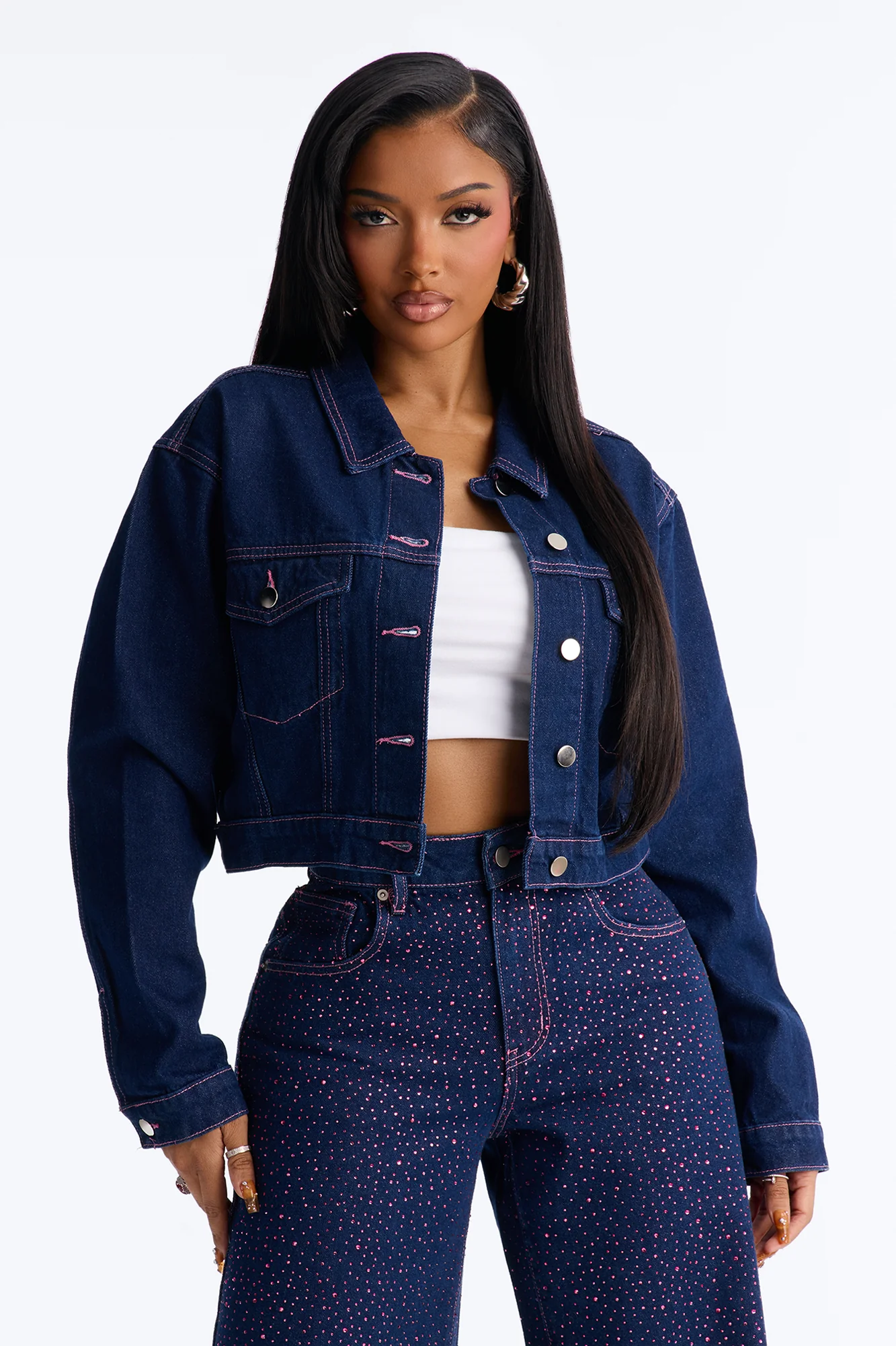 Love You Always Denim Trucker Jacket - Dark Wash