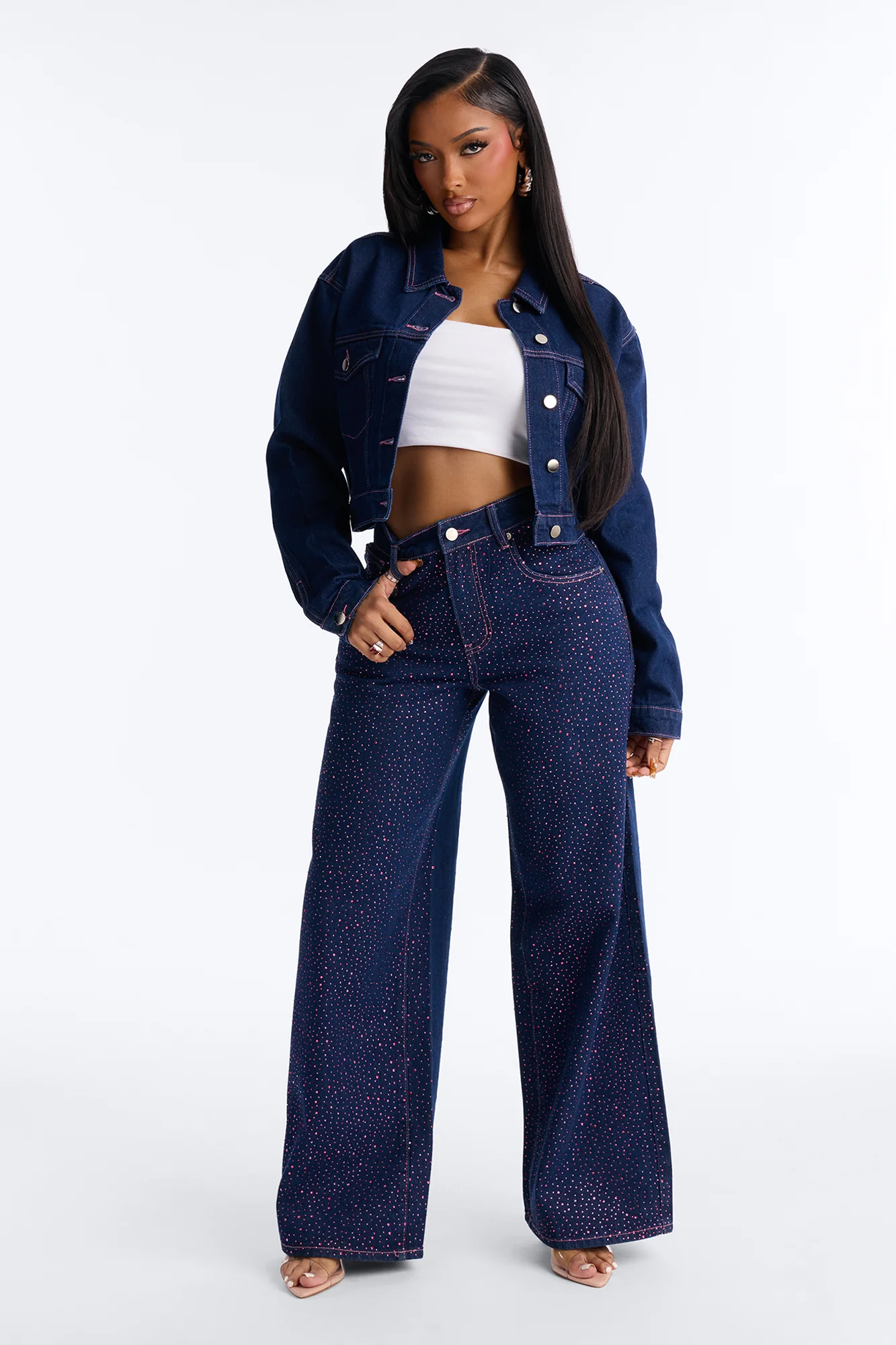 Love You Always Denim Trucker Jacket - Dark Wash - Image 2