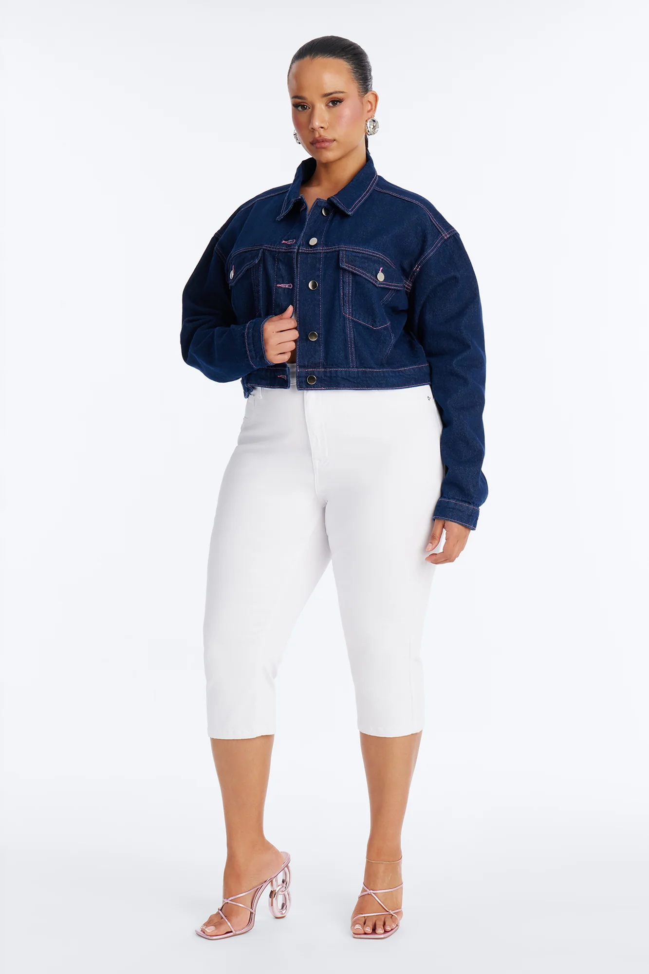 Love You Always Denim Trucker Jacket - Dark Wash - Image 6
