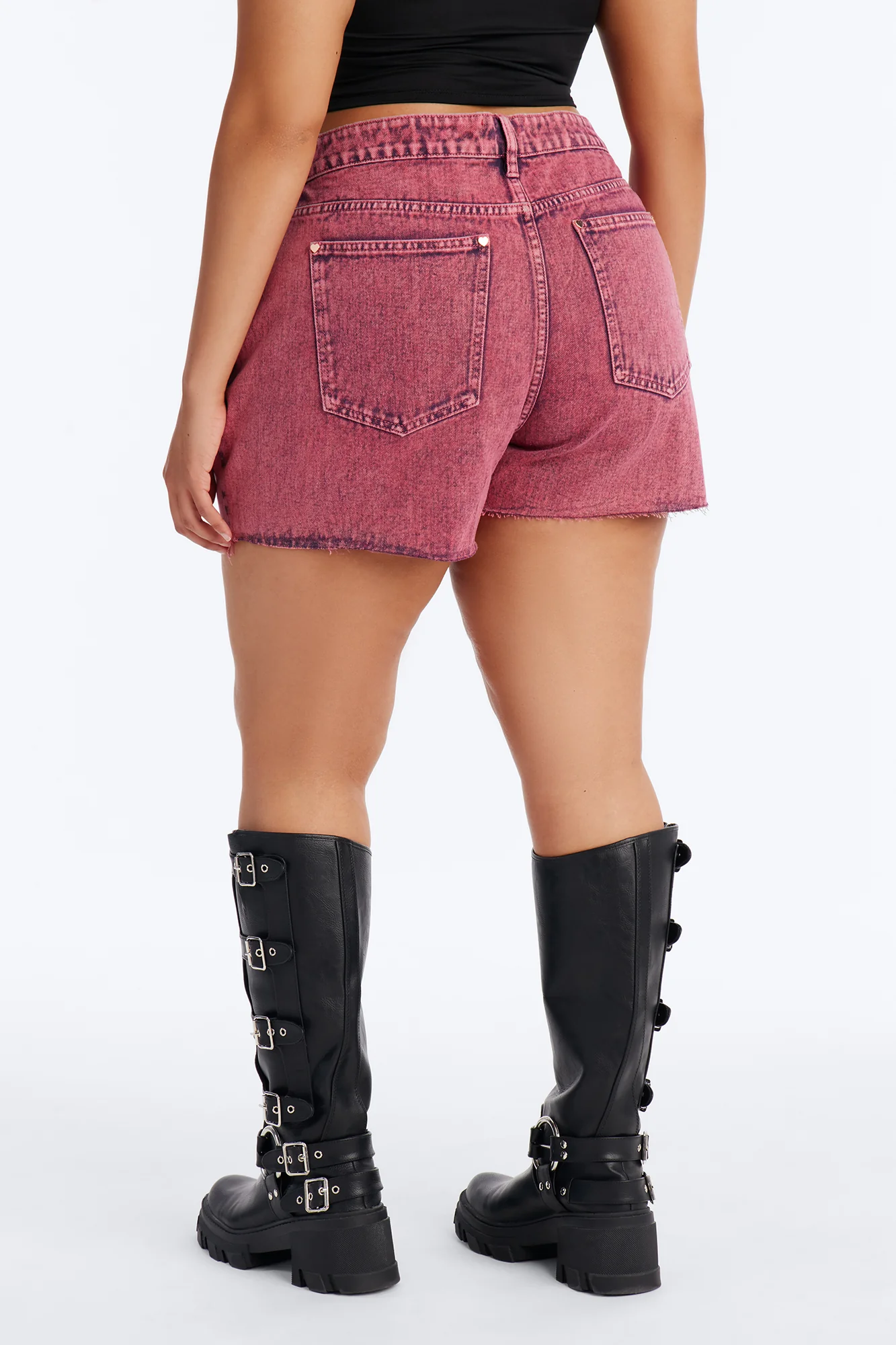Love You More Denim Shorts - Pink - Image 6
