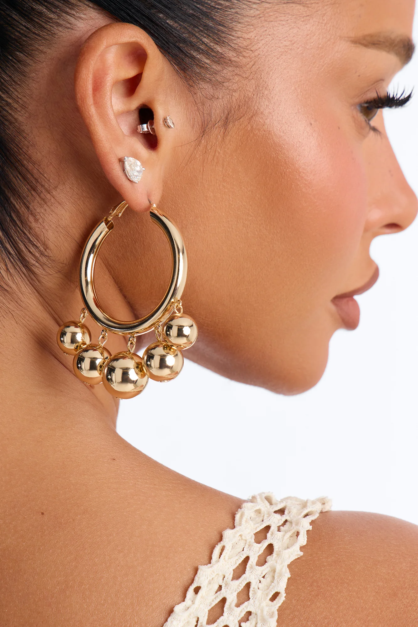 Love Yourself Hardware Hoop Earrings - Gold