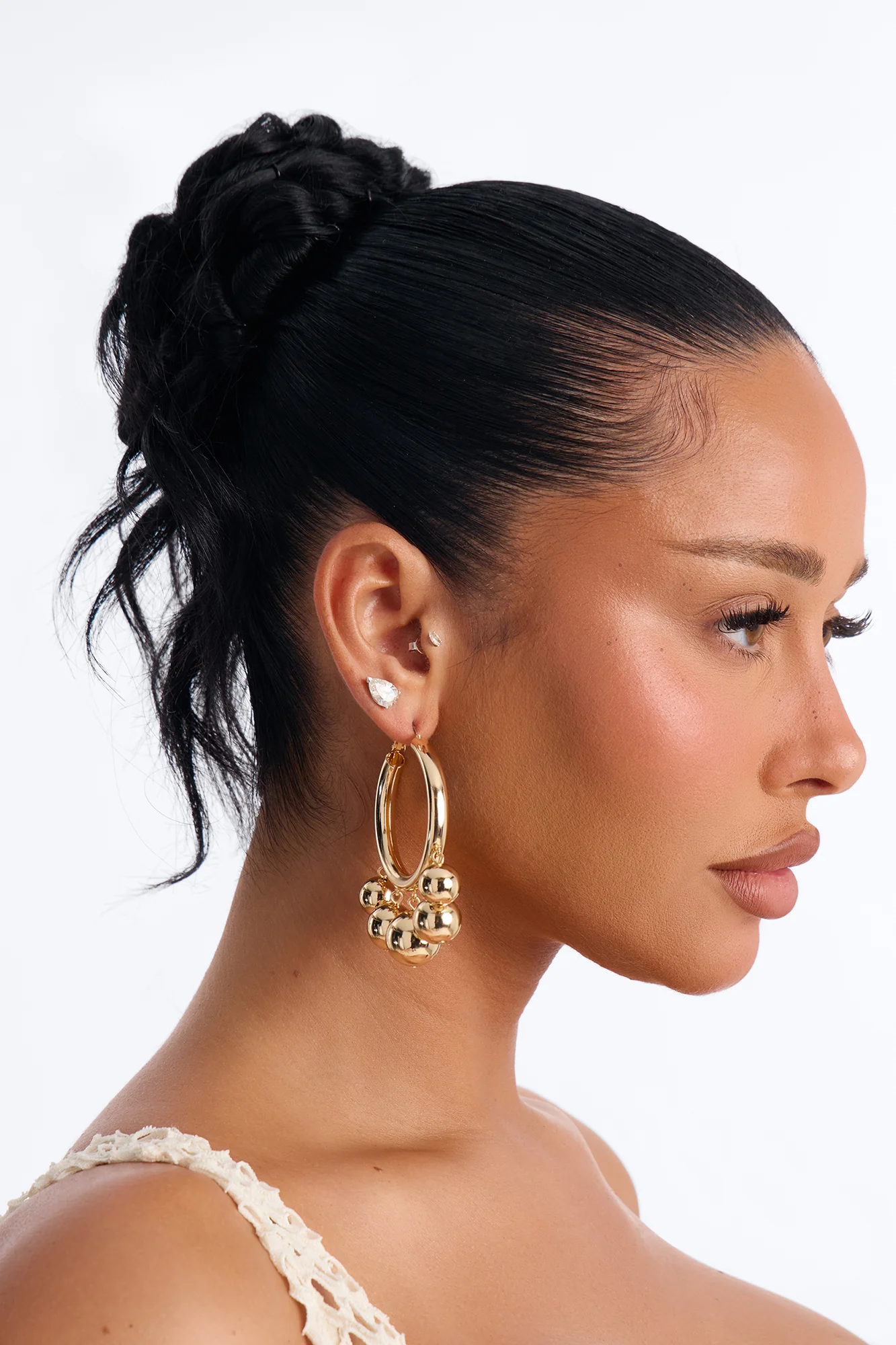 Love Yourself Hardware Hoop Earrings - Gold - Image 2