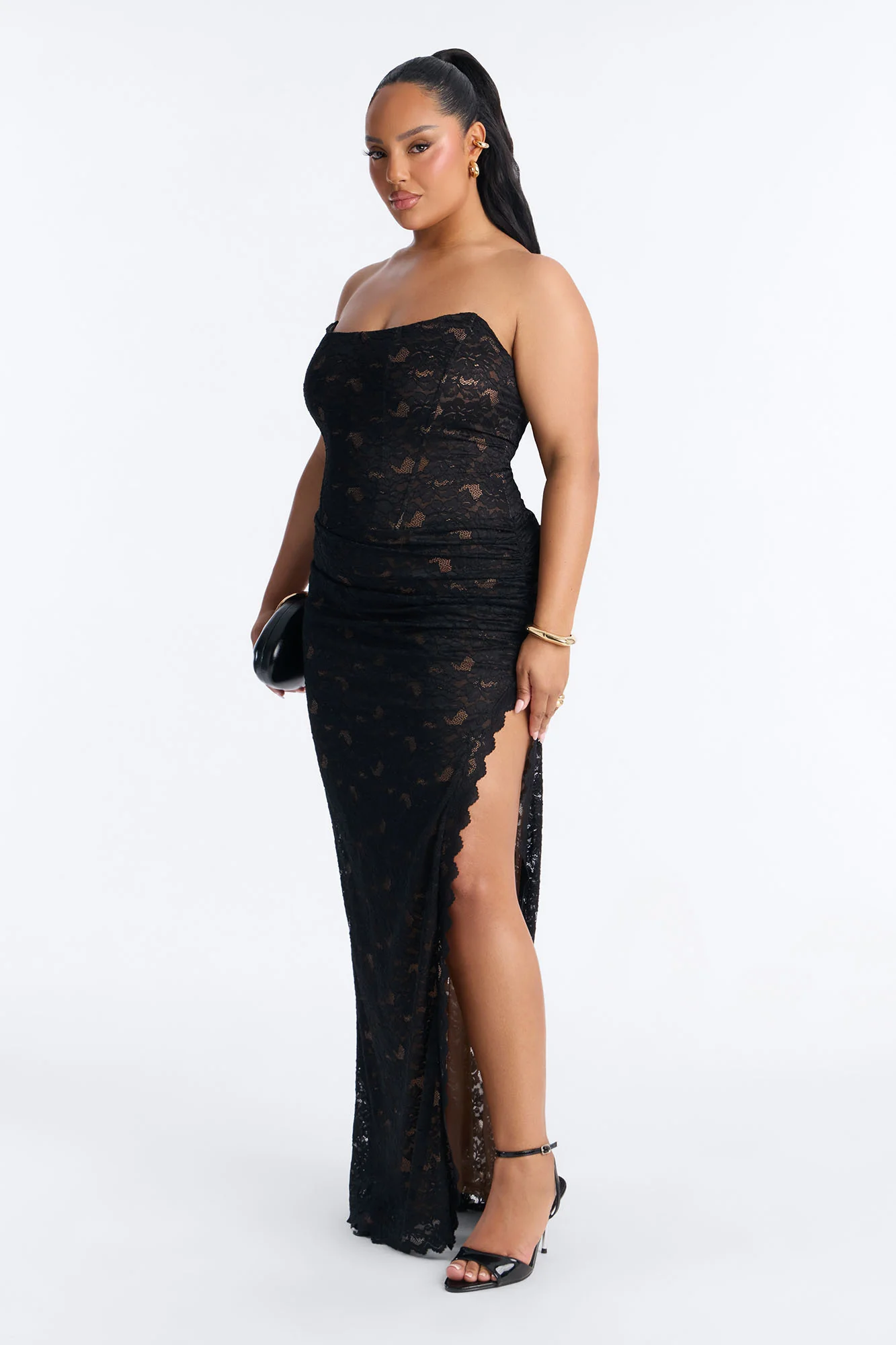 Lovely In Lace Maxi Dress - Black - Image 5
