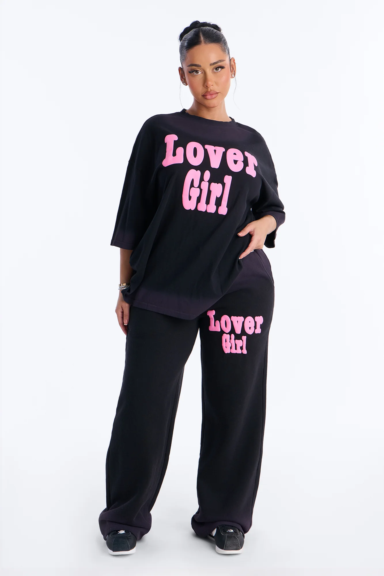 Lover Girl Fleece Sweatsuit Set - Black