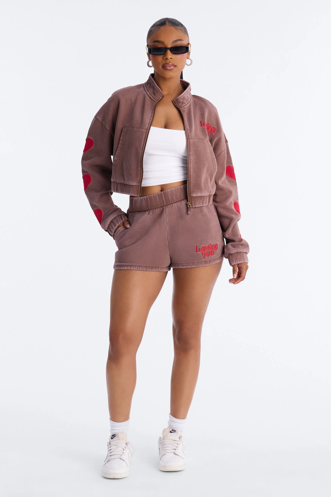 Loving You Fleece Short Set - Mocha - Image 2